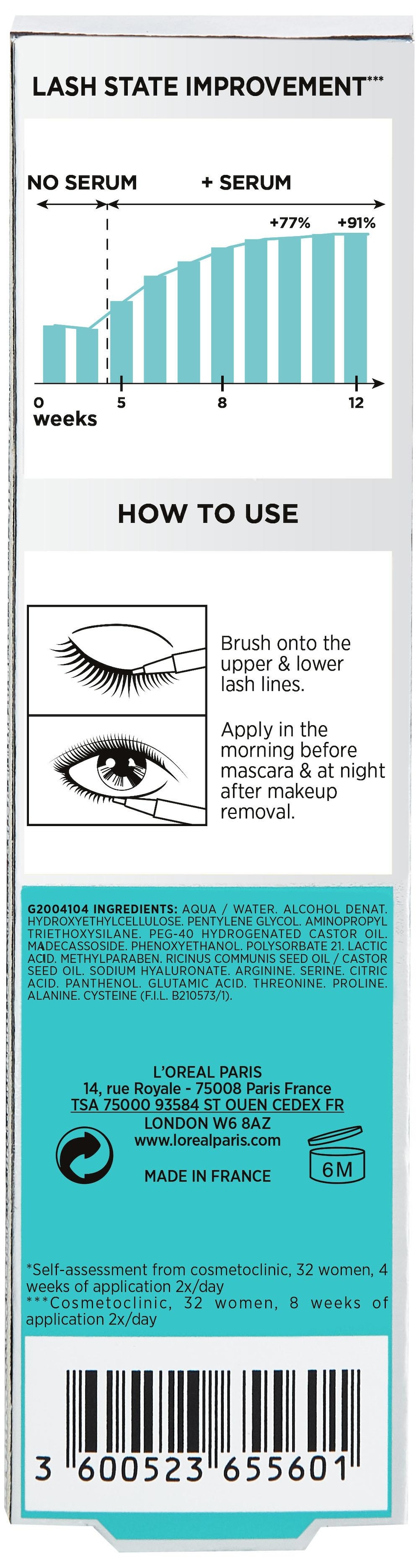 L'ORÉAL PARIS Wimpernserum »PARADISE CLINICALLY PROVEN LASH SERUM« mit Hyaloronsäure