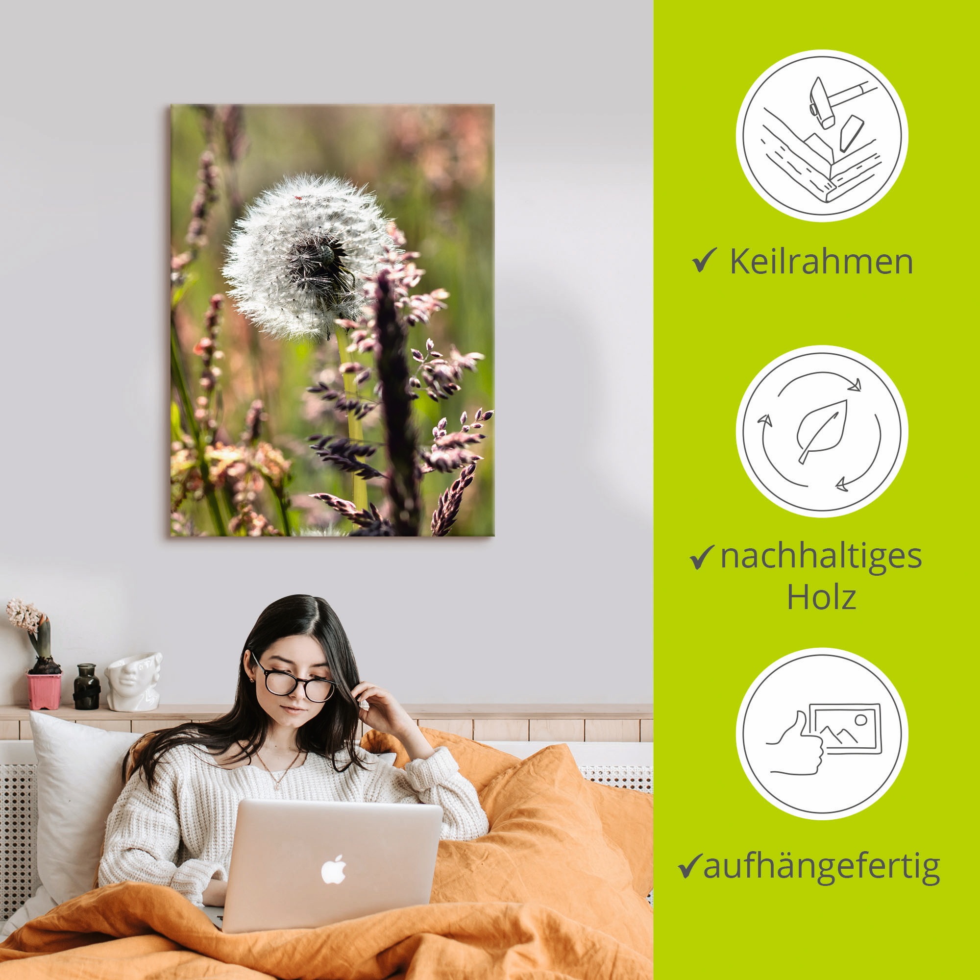 Artland Wandbild »Pusteblume III«, Blumen, (1 St.), als Leinwandbild, Poster in verschied. Größen