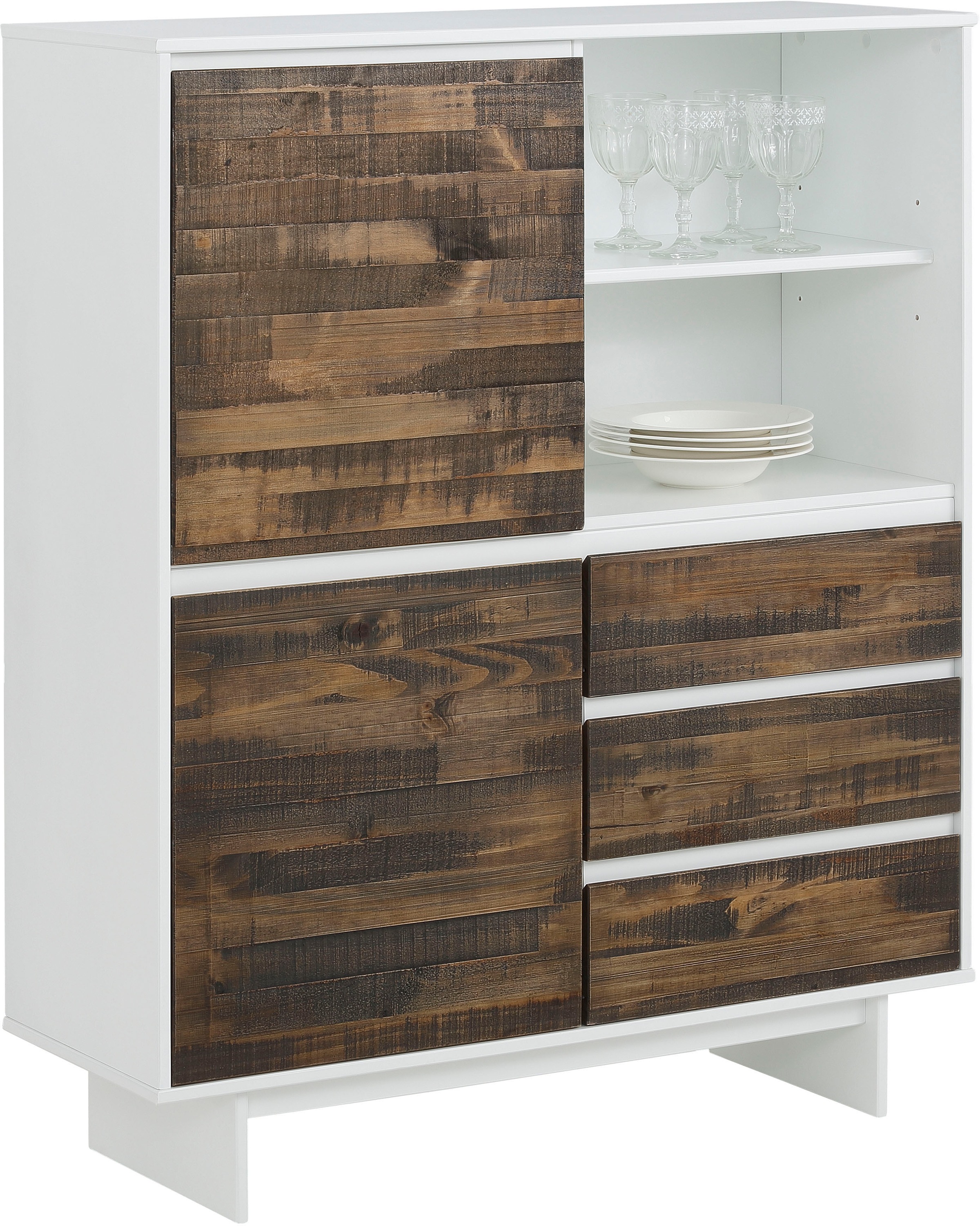 Home affaire Highboard »Morgan Midischrank«, Kommode aus massivem Kiefernho günstig online kaufen