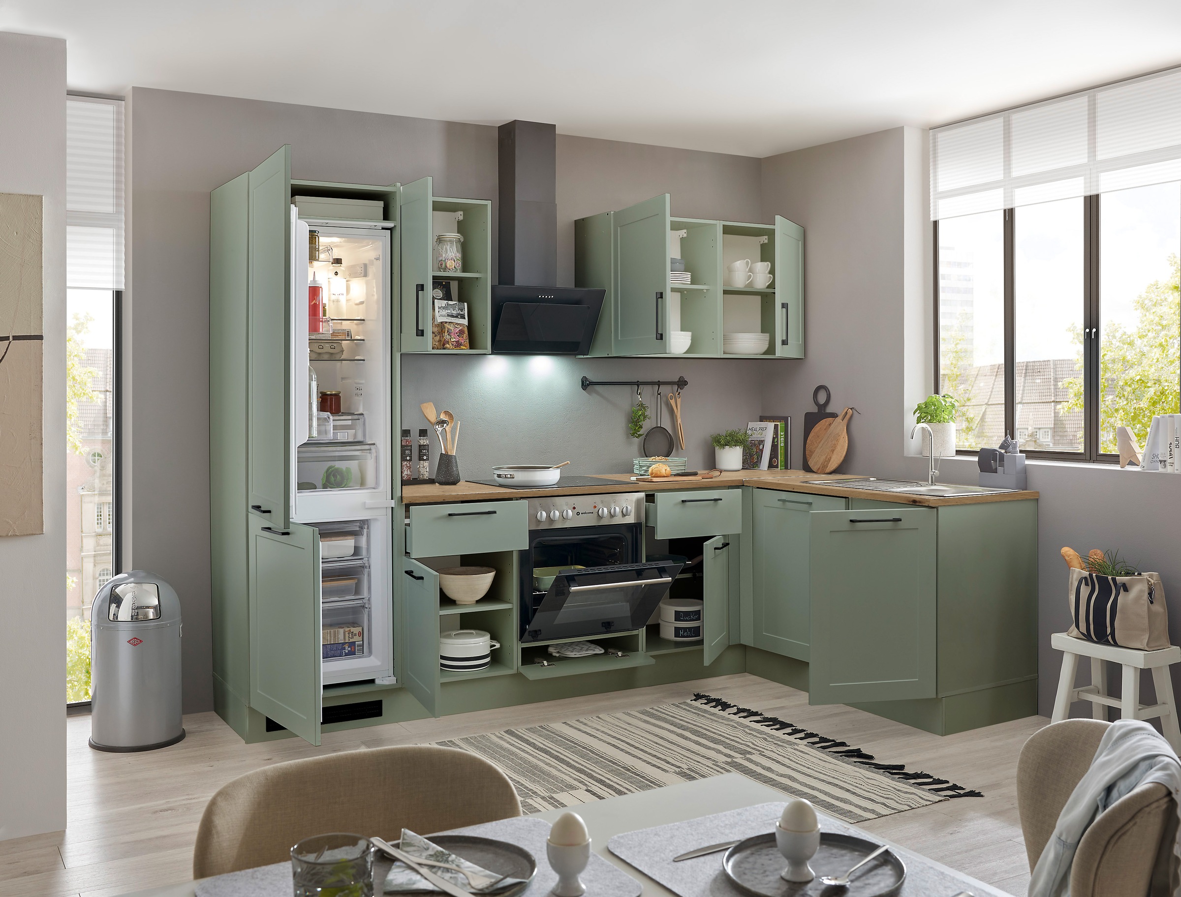 BASIC by Balculina Winkelküche »Marsi«, Stellmaße 280x175 cm, wahlweise mit E-Geräten, mit Soft-Close-Funktion