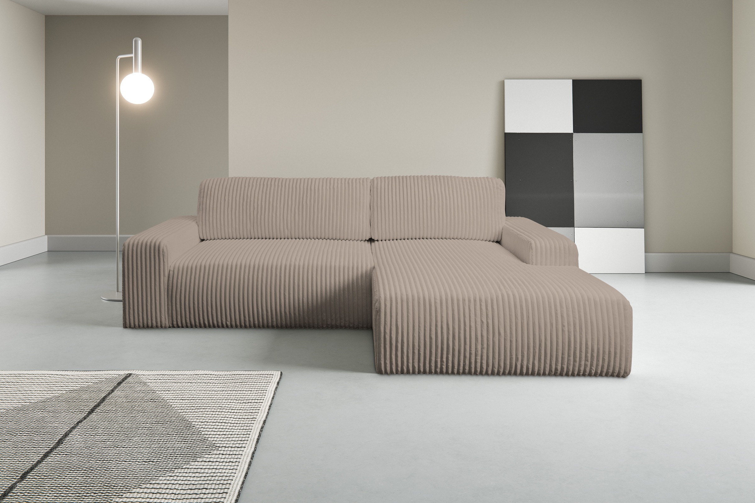 WERK2 Ecksofa »Rotterdam-L, kuschelweicher Cord oder Breitcord, L-Form, Bre günstig online kaufen