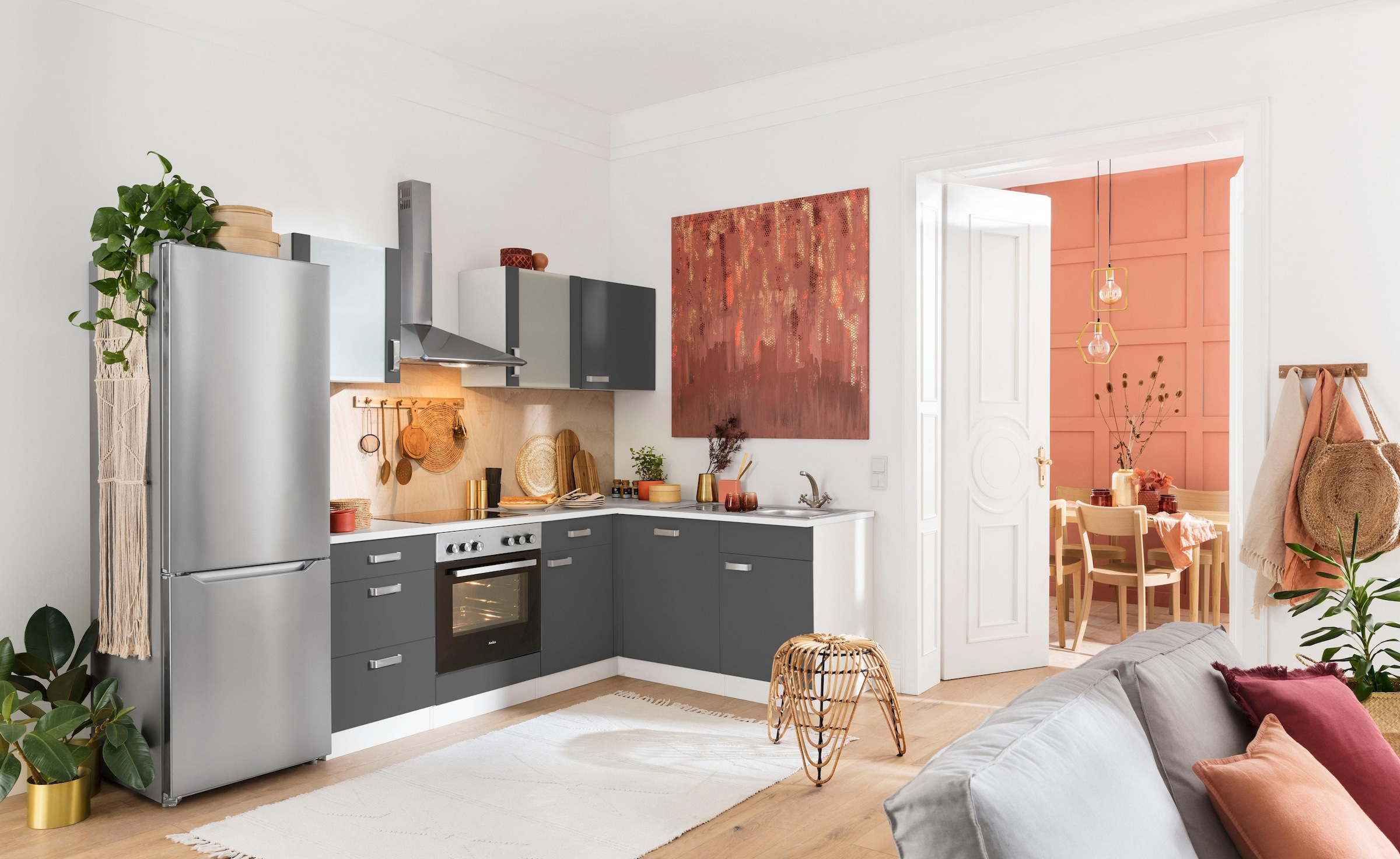 wiho Küchen Winkelküche »Husum«, mit E-Geräten, Stellbreite 220 x 170 cm  jetzt im %Sale