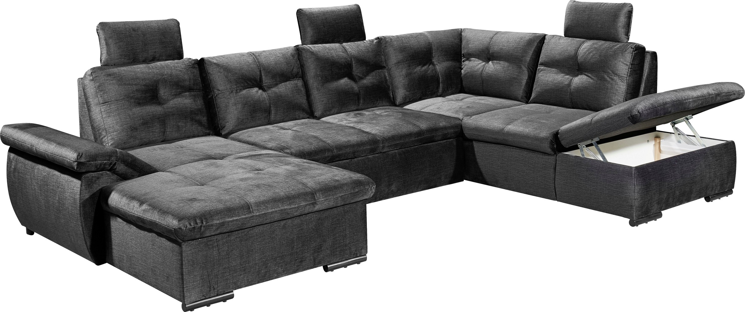 ED EXCITING DESIGN Wohnlandschaft »Alija U-Form«, mit Bettfunktion, Bettkasten, Armteilverstellung & Kopfstützen