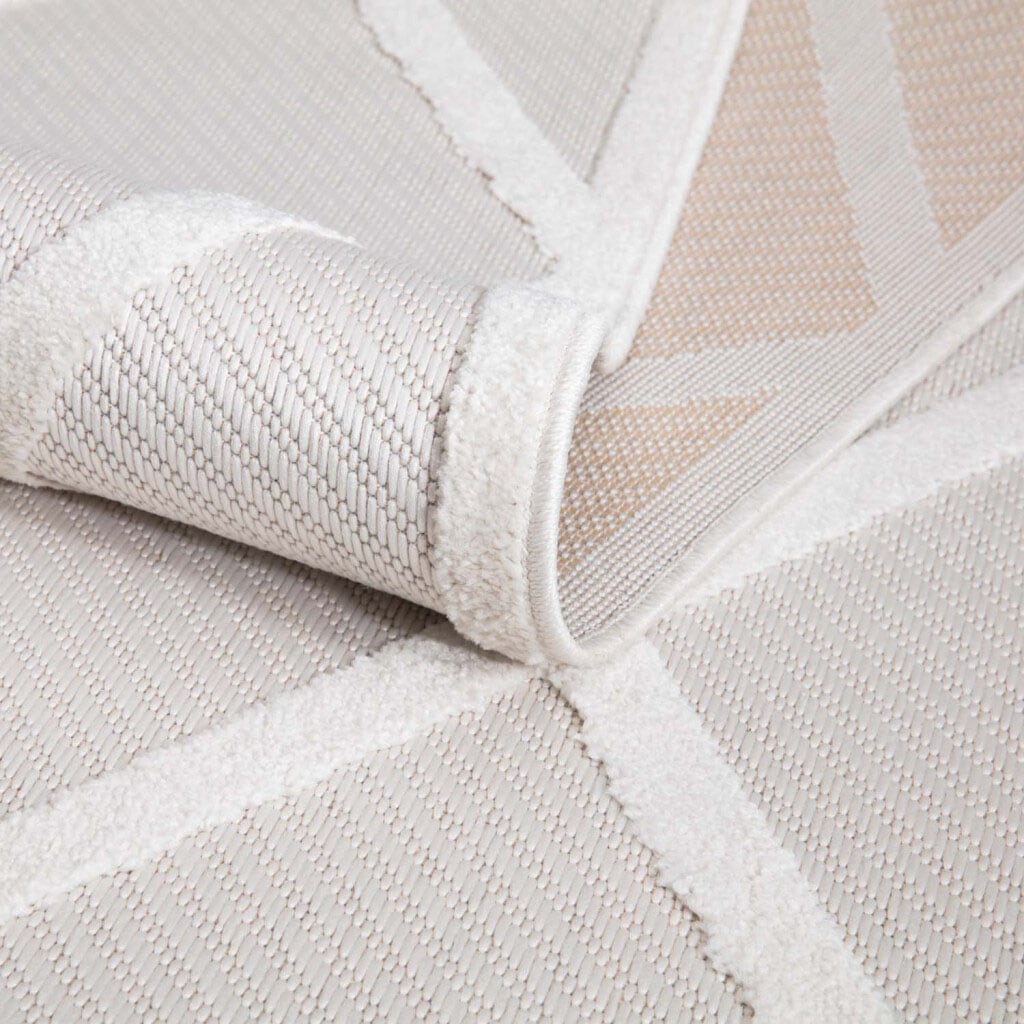 Carpet City Teppich »In-& Outdoorteppich Santorini 457, 3D-Effekt, Raute-Look«, rund, 5 mm Höhe, Wetterfest & UV-beständig für Terrasse, Balkon, Küche, Flur