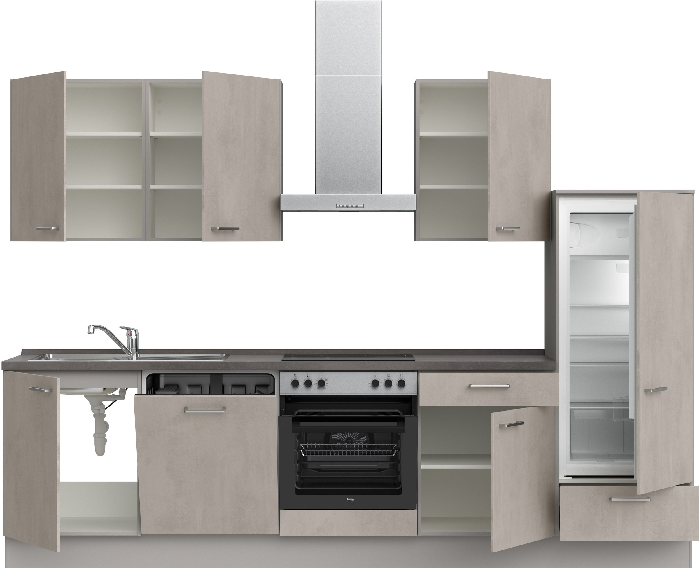 nobilia® Küchenzeile »"Riva I"«, vormontiert, Ausrichtung wählbar, Breite 300 cm, wahlw. mit E-Geräten