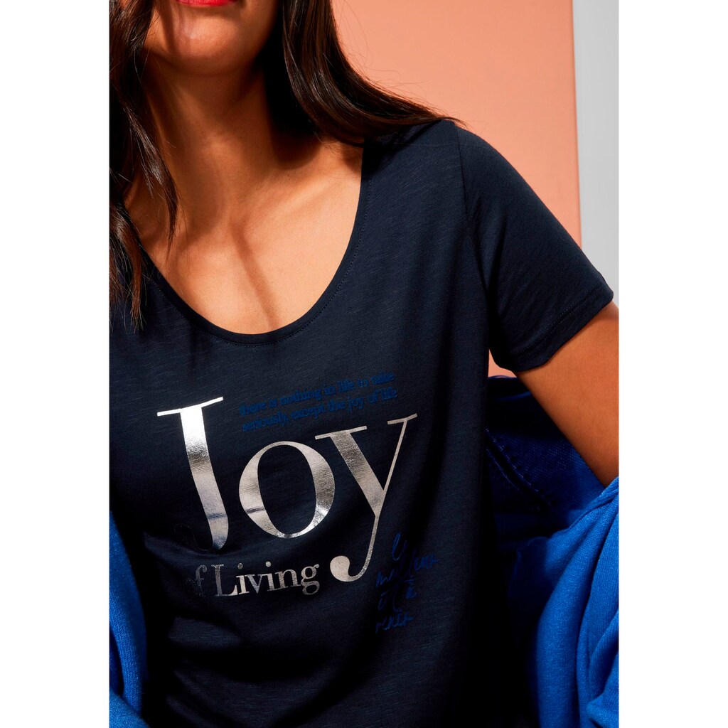 STREET ONE T-Shirt, mit trendigem "Joy of Living"-Schriftzug