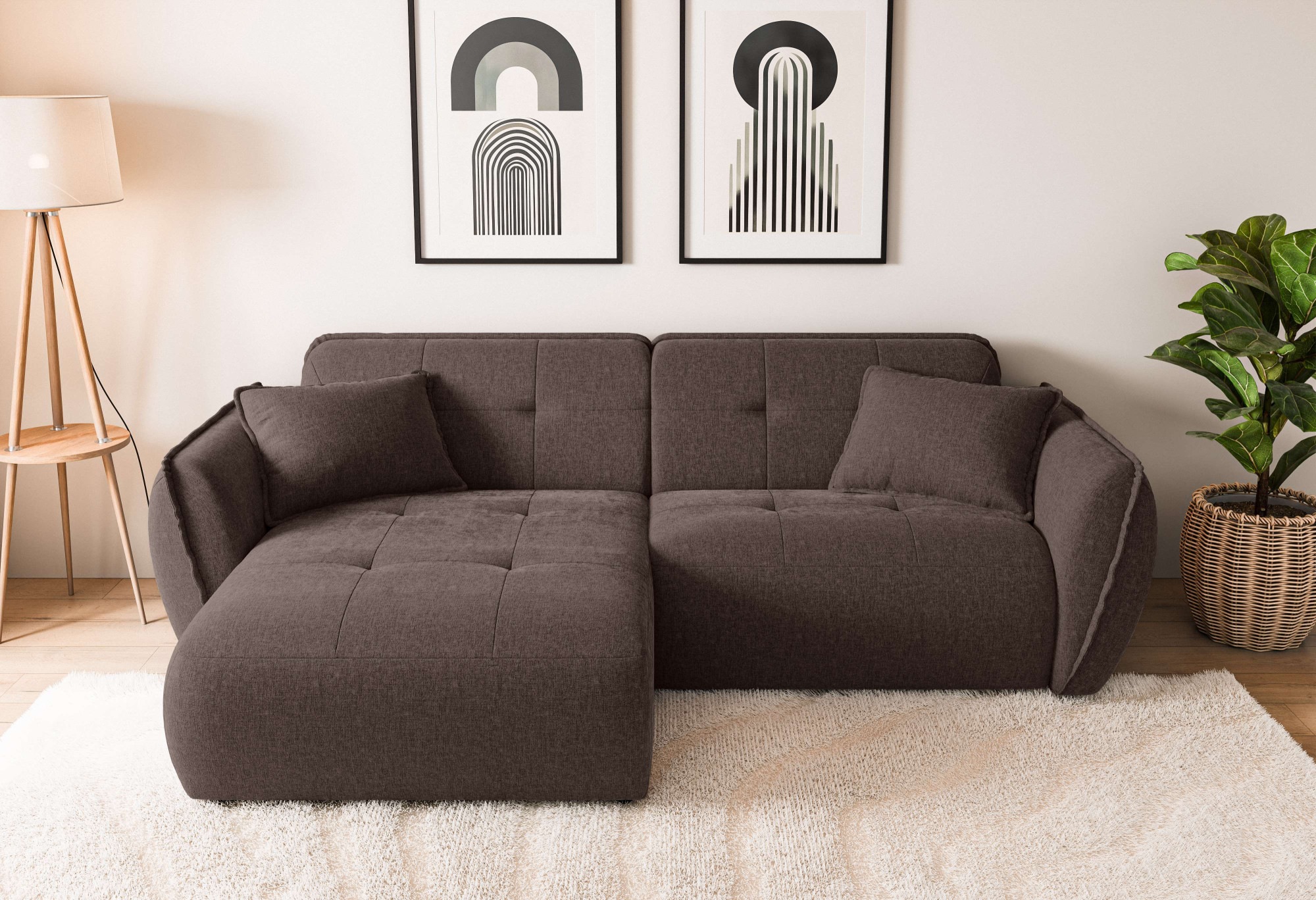 Home affaire Ecksofa »MIRELDA L-Form mit Steppungen, Recamiere rechts/links günstig online kaufen