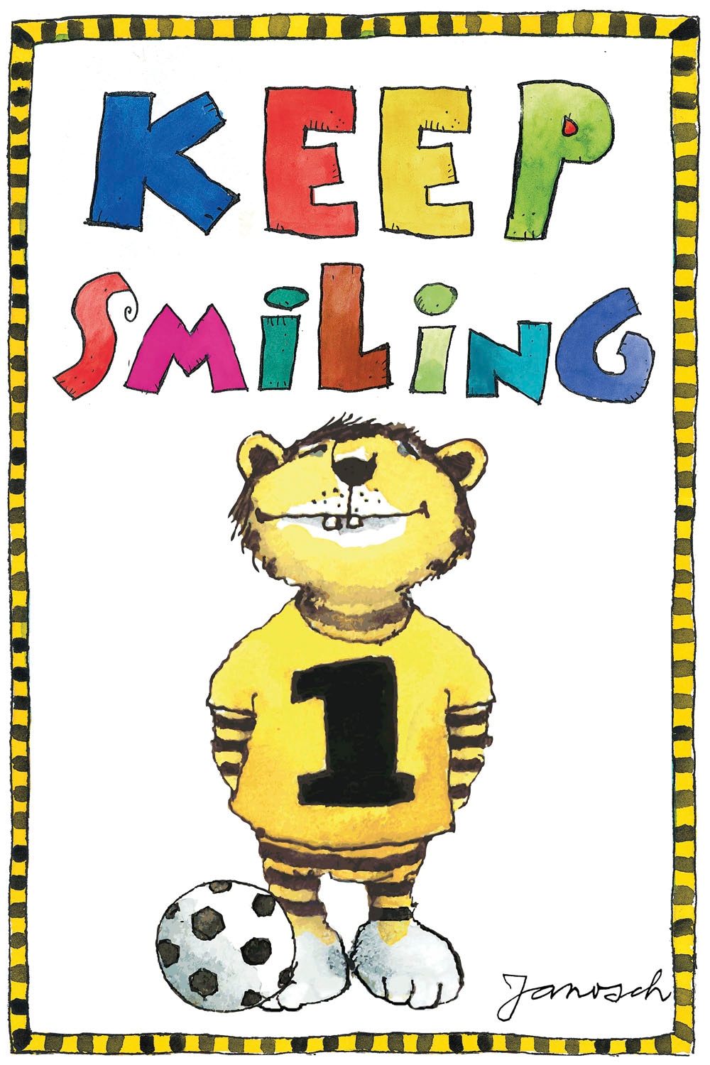 LuckyLinde Leinwandbild »Der kleine Tiger mit Fußball« Ente | Enten | Figuren | Filmfiguren | Motivationsbilder | Schriftzug | Sport | Sprüche | Tiere | Tiger | little star 1 Stk. tlg. Exklusive JANOSCH Kindermotive