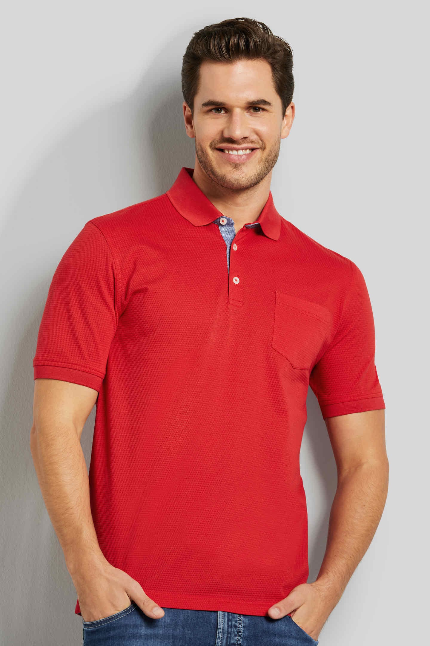 Poloshirt, mit Popcorn-Struktur, Gr. 3XL, rot