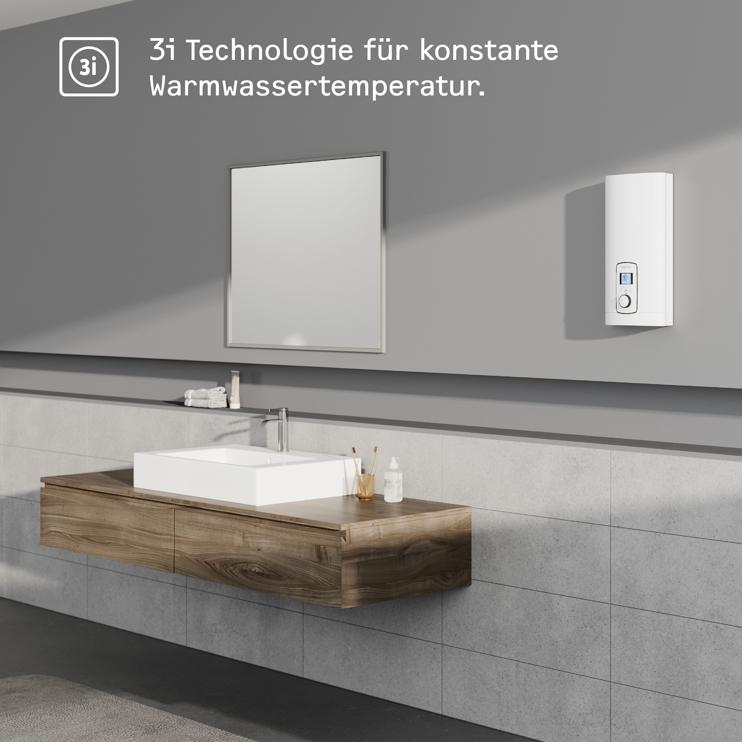 STIEBEL ELTRON Komfort-Durchlauferhitzer »DEL 27 kW Plus, gradgenaue Temperaturwahl«, 3i Technologie für konstante Warmwassertemperatur, Multifunkt.-Display