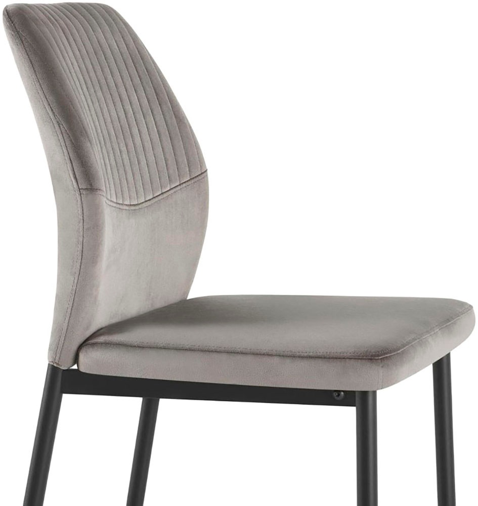 OTTO home Esszimmerstuhl »Nora« (Set) 4 Stk.moderne Samtstühle mit Kontrastnähten und schwarzem Metallgestell