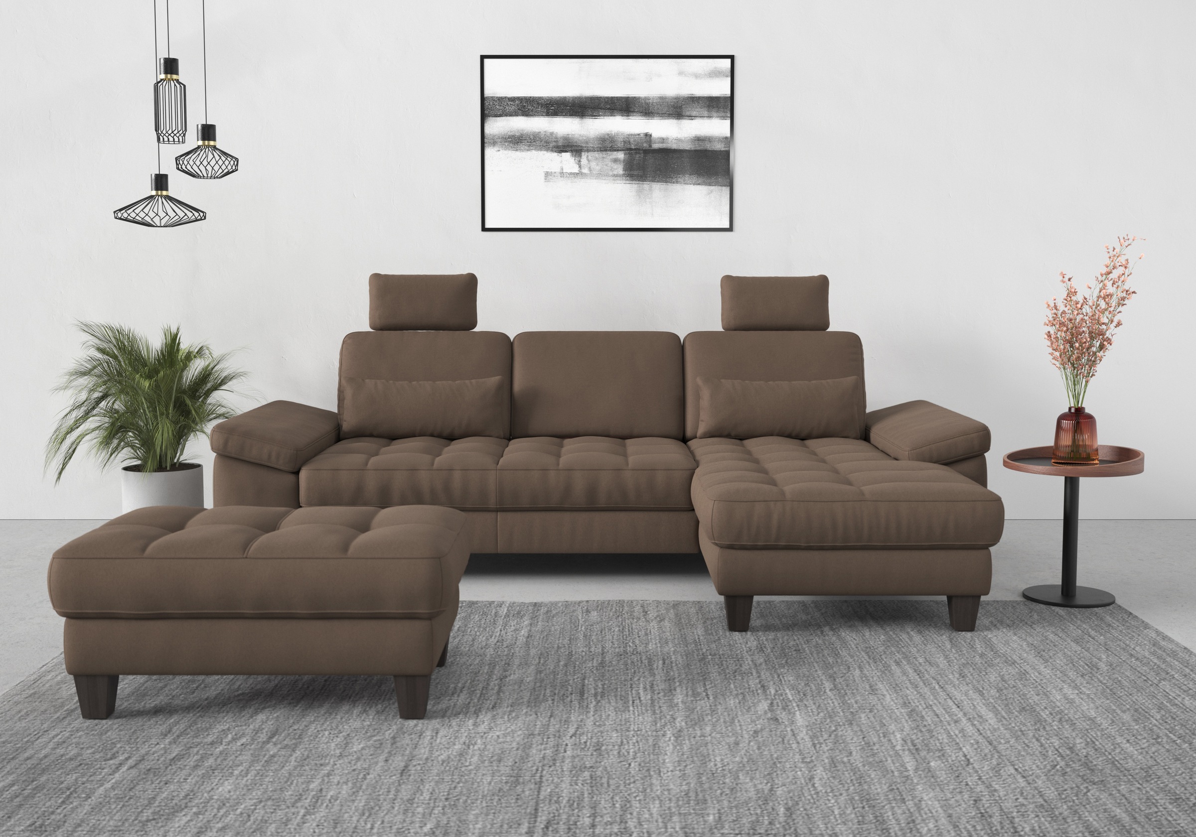 sit&more Ecksofa »Westham L-Form«, Recamiere, mit oder ohne Bettfunktion, Bettkasten, Füße wengefarben