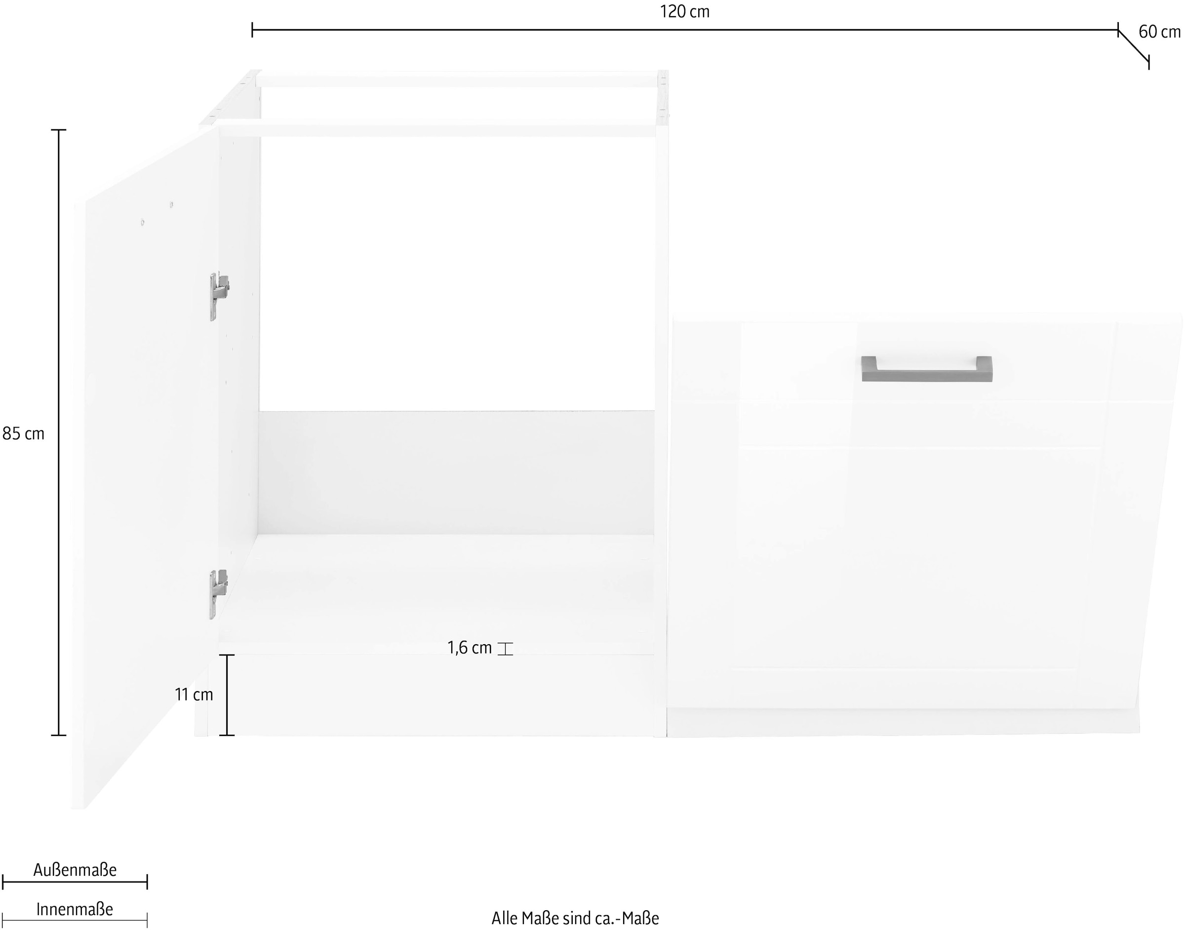 HELD MÖBEL Spülenschrank »Tinnum«, 120 cm breit, MDF-Fronten, Metallgriffe, inklusive  Einbauspüle auf Rechnung kaufen