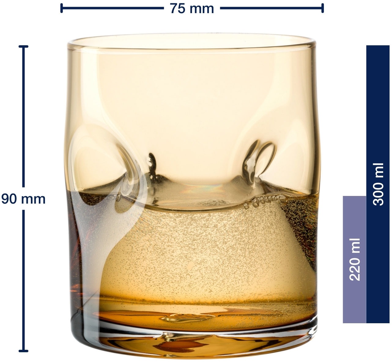 LEONARDO Gläser-Set »Trinkglas VESUVIO, 300 ml, 4er-Set«, (Set, 4 tlg.), konische Form, markantes Design - mit Einquetschungen