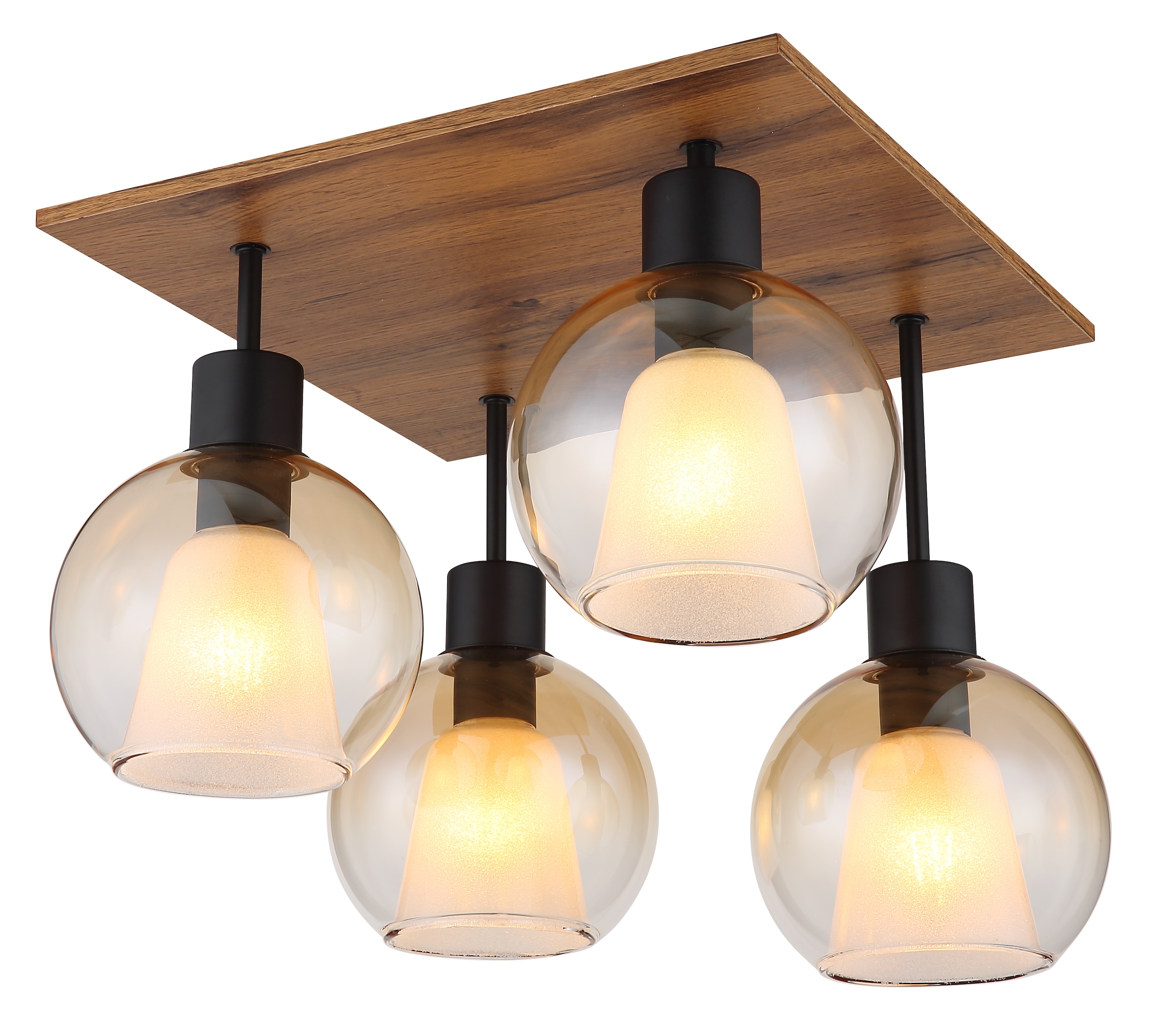 GLOBO LIGHTING Deckenleuchte »BARRY I« E27 1 Stk. Deckenlampe/holzoptik/Gla günstig online kaufen