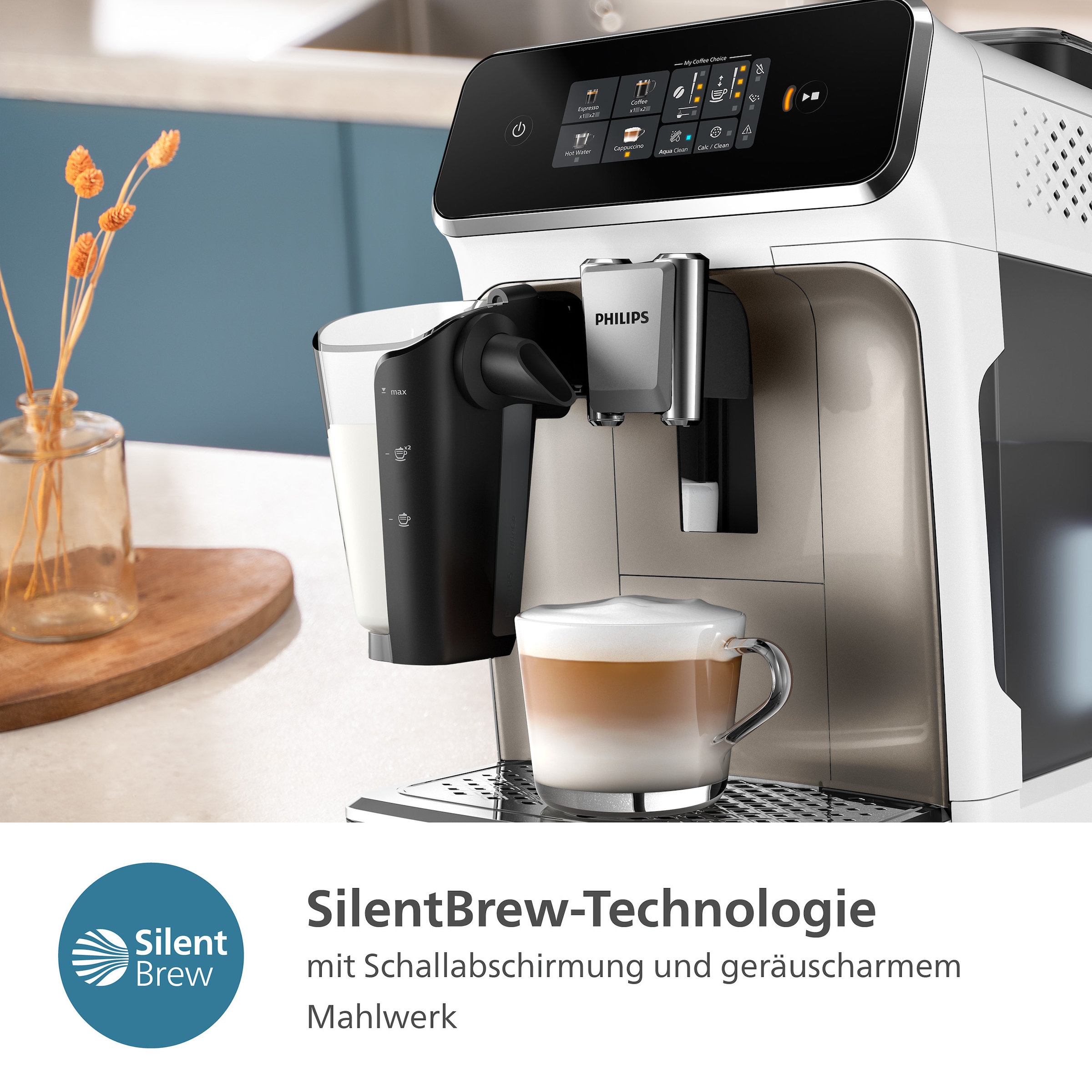 Philips Kaffeevollautomat »EP2333/40 2300 Series«, 4 Kaffeespezialitäten, mit LatteGo-Milchsystem, Weiß und Chrom