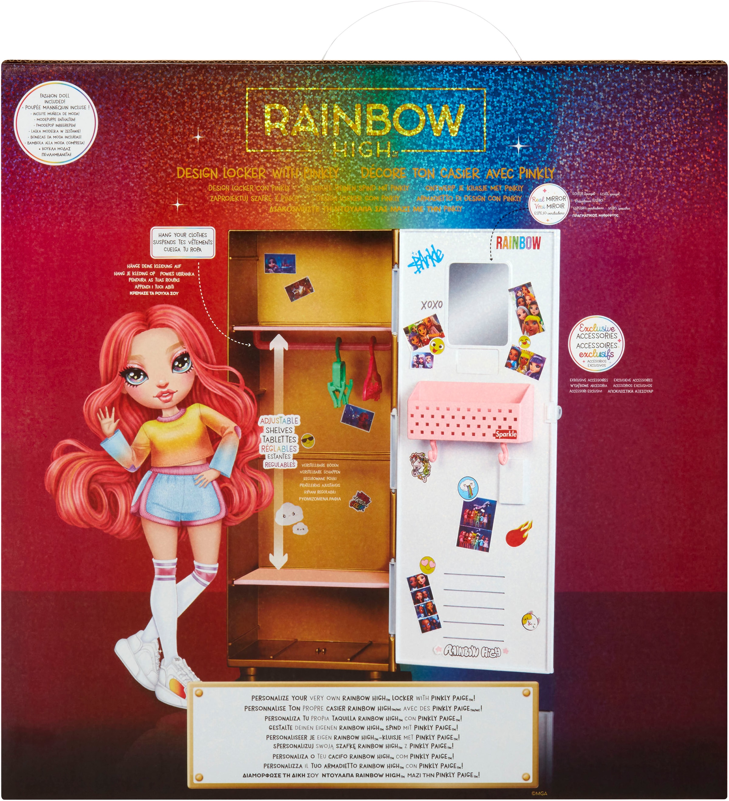 RAINBOW HIGH Puppenkleiderschrank »Rainbow High Locker and Doll Playset«, inklusive Puppe Pinkly Page