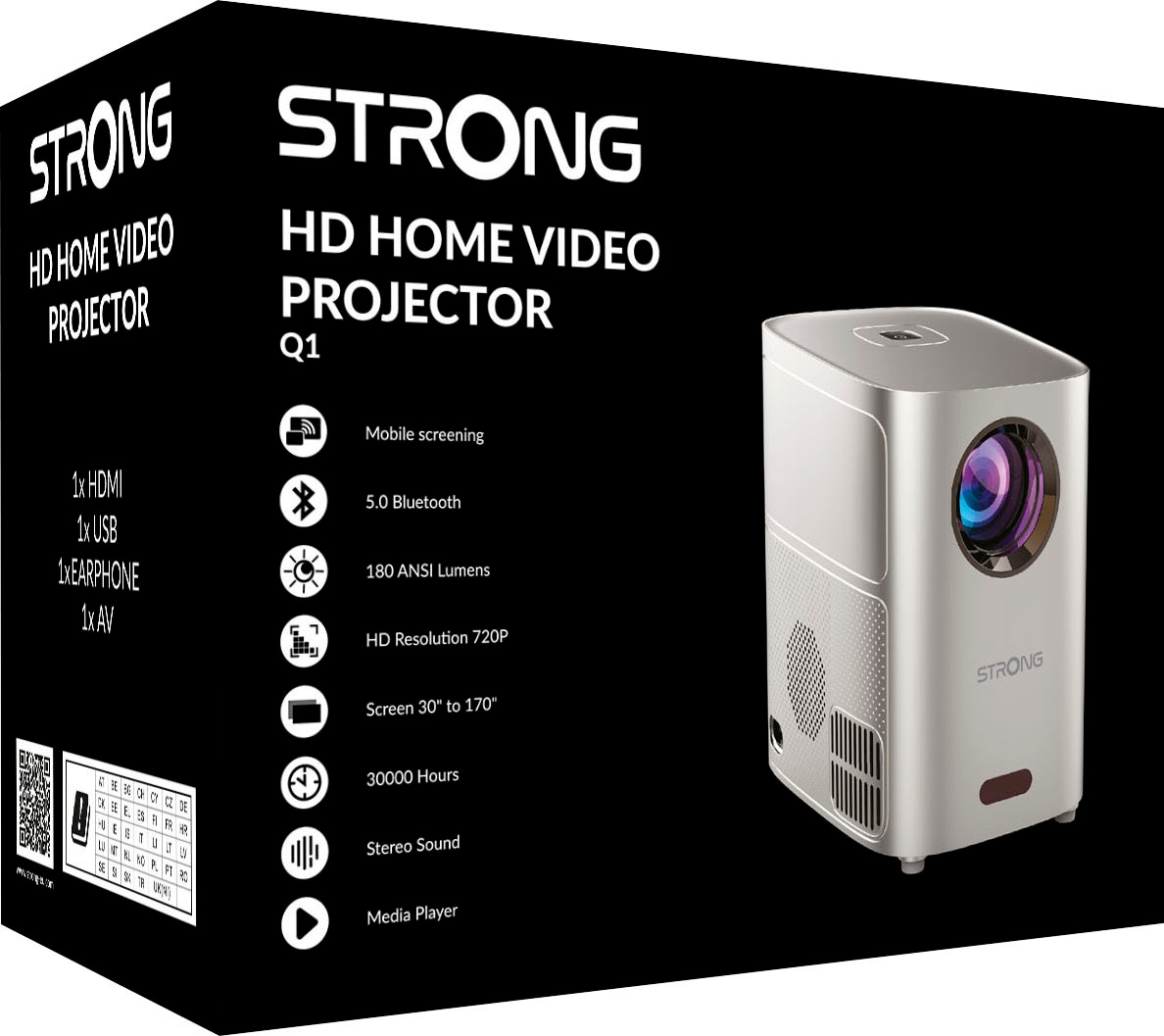 Strong Mini-Beamer »Q1« (180 lm 1000:1 1280 x 720 px)