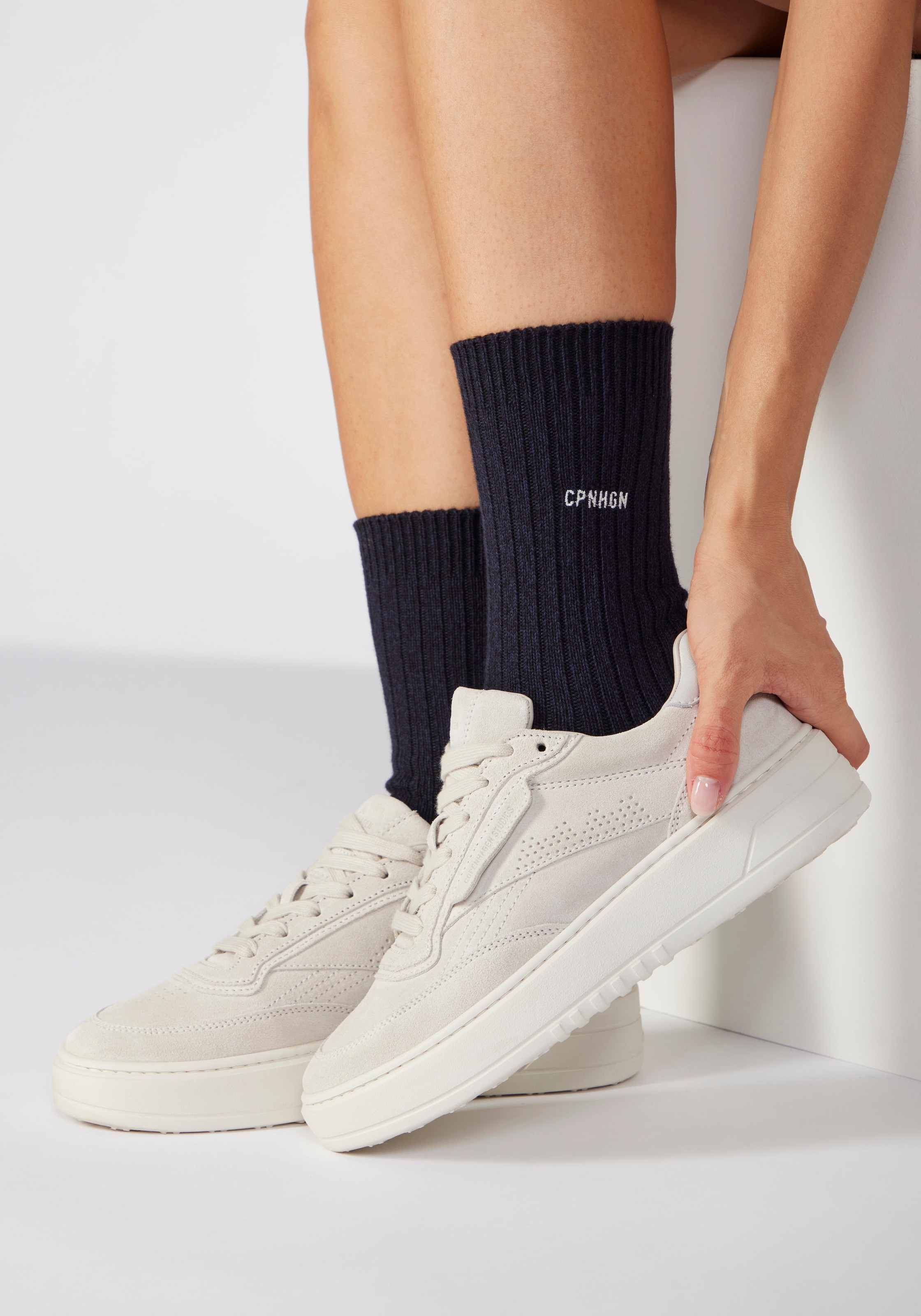 Copenhagen Studios Basicsocken 1 Paar tlg. gerippt mit Logo Stickerei