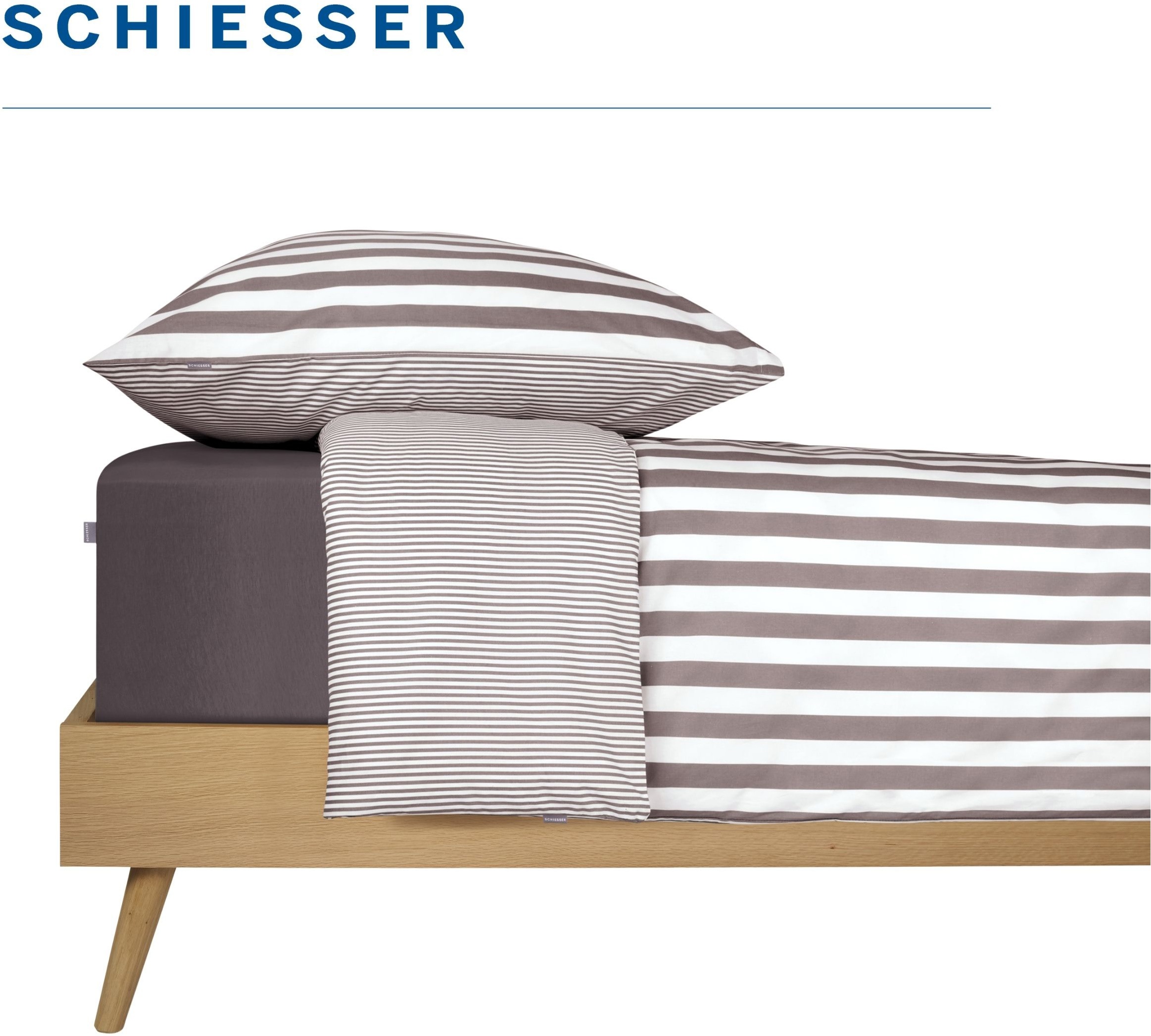 Schiesser Wendebettwäsche »Marie aus weicher Baumwolle und Streifen Allover« 2 Stk. OEKO-TEX® MADE IN GREEN