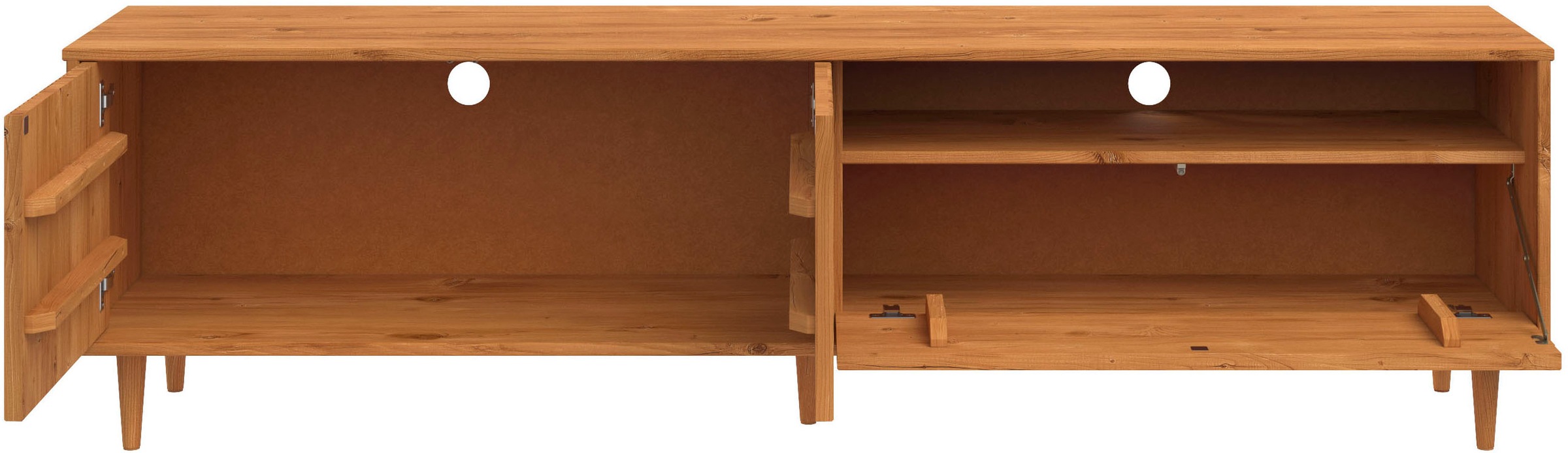 INOSIGN Lowboard »Malmedy Front mit gefrästen Rillen«, TV-Kommode aus massivem Kiefernholz, Push-to-open, Breite 180 cm