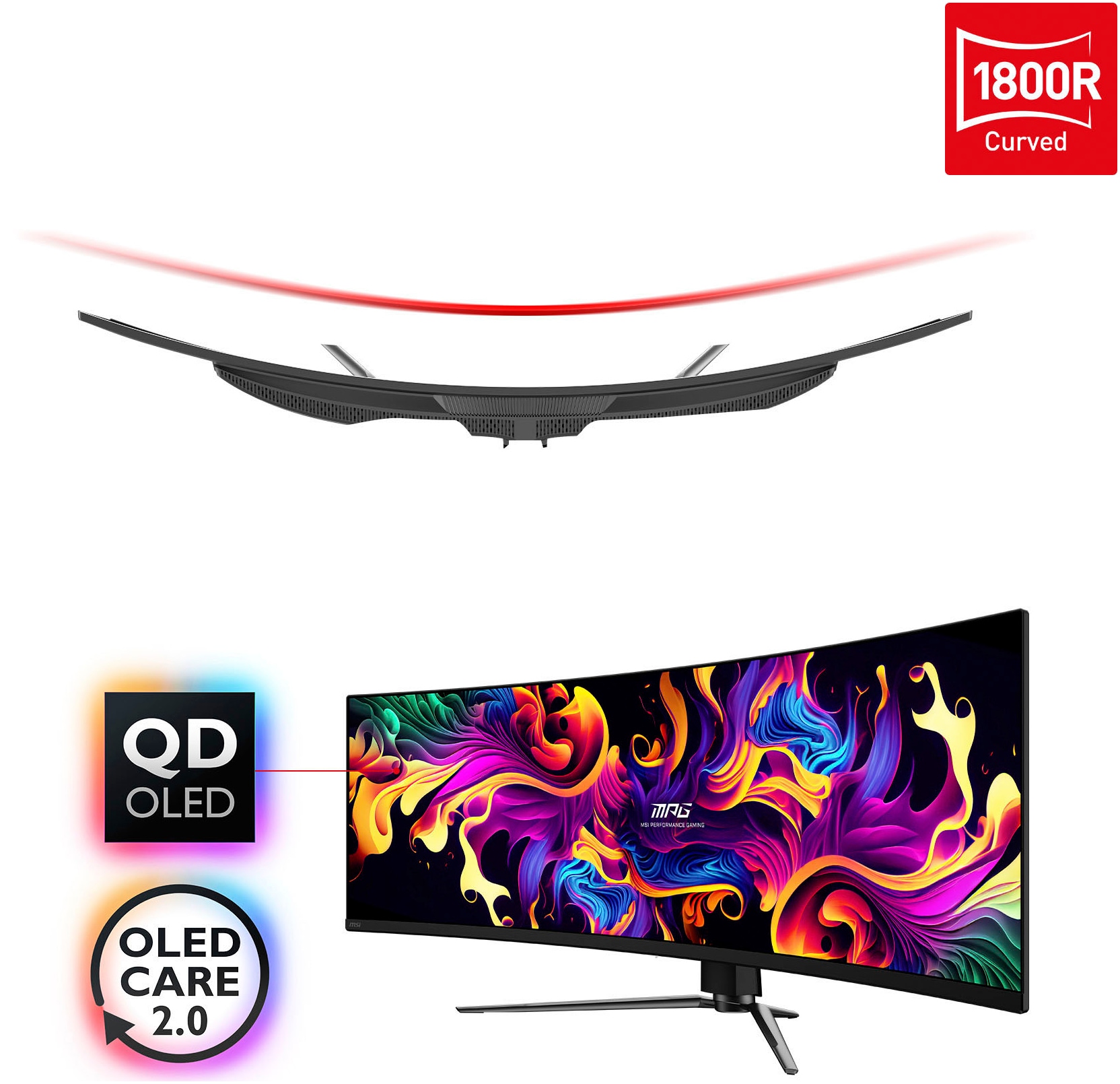 MSI Curved-Gaming-Monitor »MPG 491CQP QD-OLED«, 125 cm/49 Zoll, 5120 x 1440 px, DQHD, 0,03 ms Reaktionszeit, 144 Hz