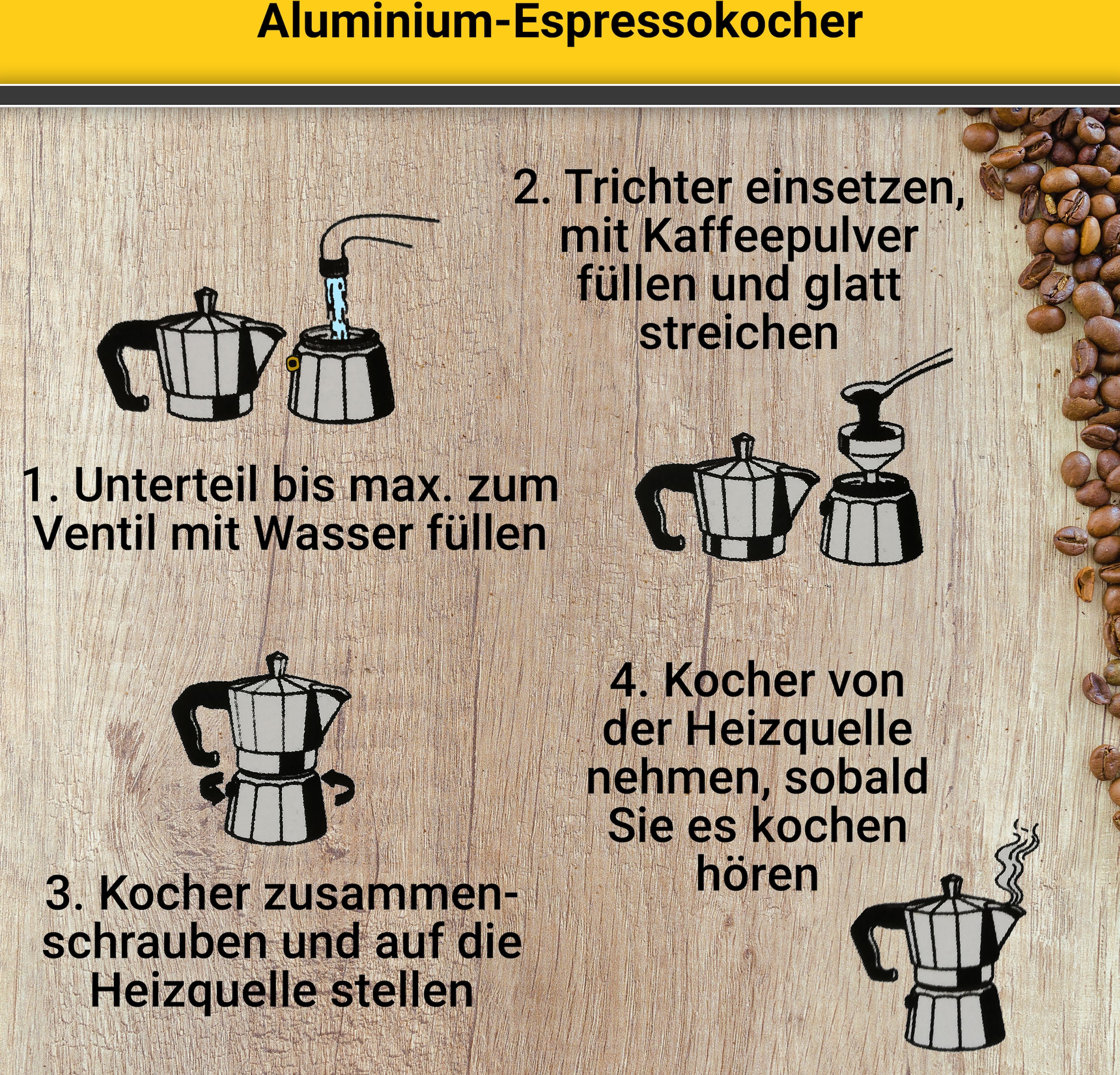 Krüger Espressokocher »Italiano«, 0,35 l Kaffeekanne, traditionell italienisch, aus Aluminium, mit Silikon-Dichtungsring