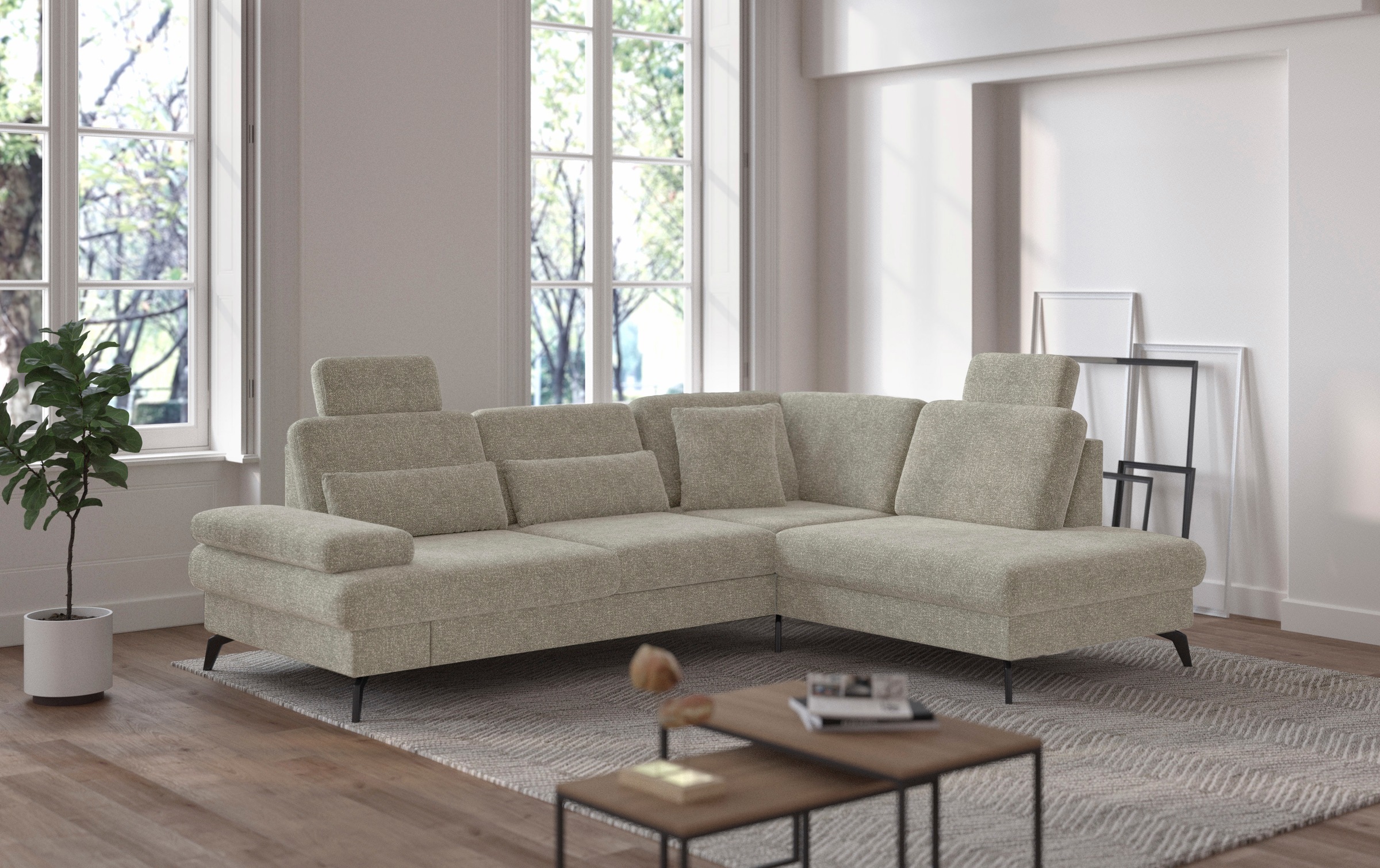 sit&more Ecksofa »Morris L-Form, inkl. Sitztiefenverstellung«, wahlweise mit Armteilverstellung, Bettfunktion & Bettkasten