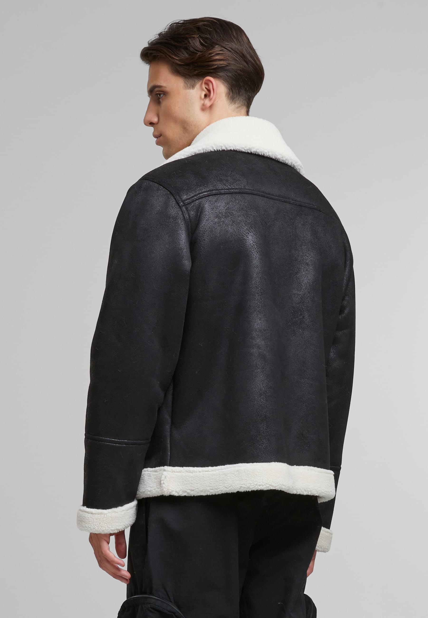 URBAN CLASSICS Winterjacke »Urban Classics Shearling Biker Jacket« 1 Stk. tlg. ohne Kapuze