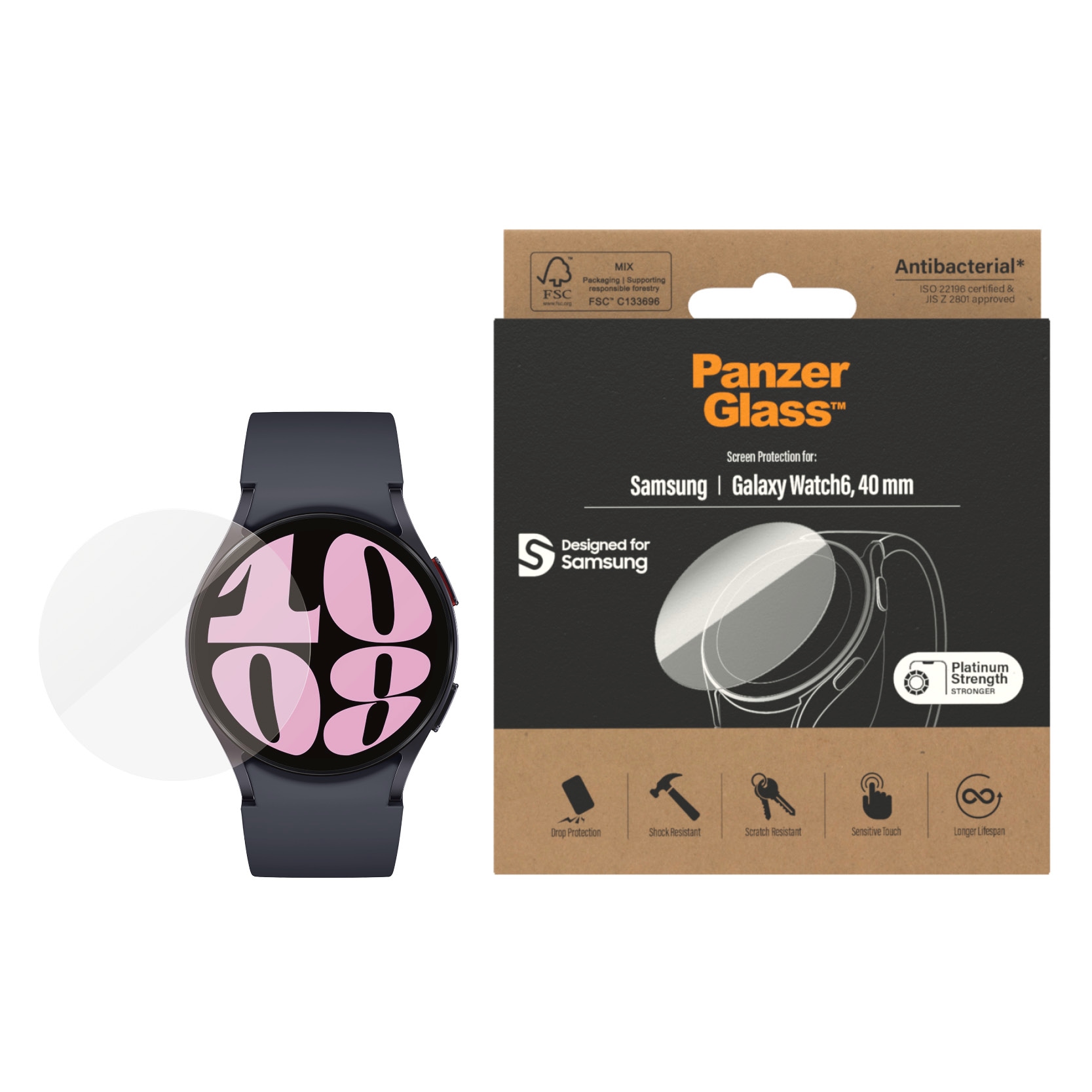 PanzerGlass Displayschutzglas »Screen Protector« für Samsung Galaxy Watch 6, 40 mm Displayschutz, Bildschirmschutz, Schutzfolie, Displayschutzfolie
