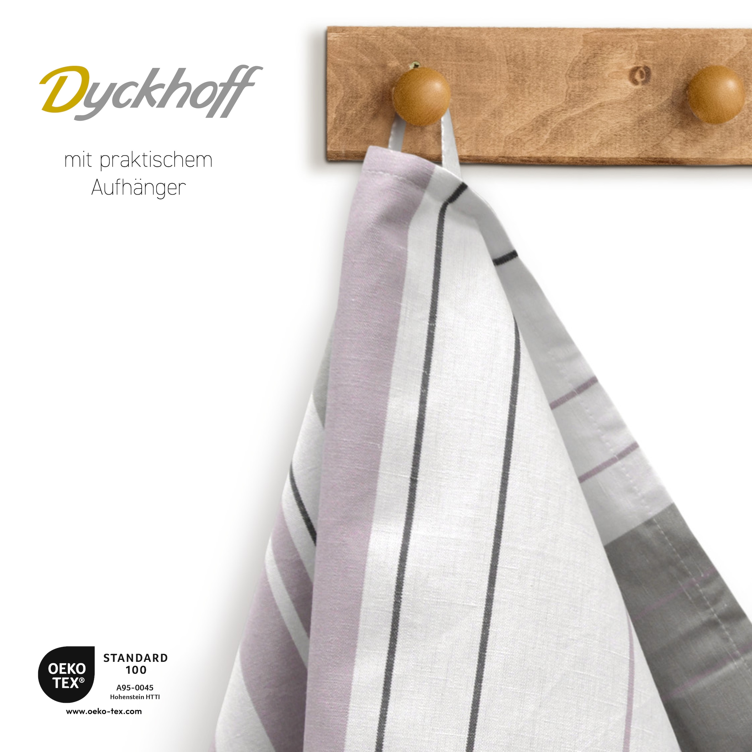 Dyckhoff Geschirrtuch »Streifenvielfalt«, (Set, 3 tlg.), 55 % Baumwolle, 45 % Leinen, saugfähig und fusselarm, 50x70 cm