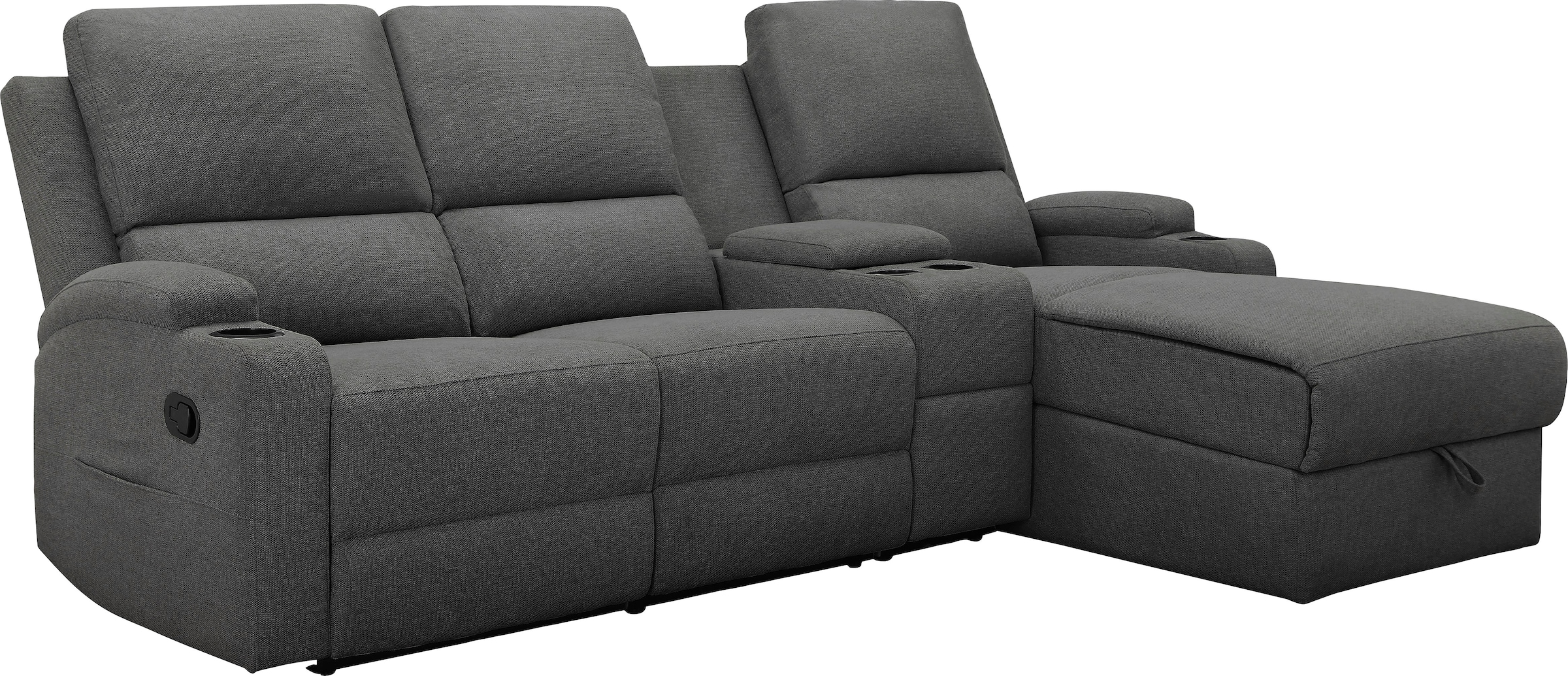 Home affaire Ecksofa »Napori Multimediasofa, 3er Kinosessel XXL, L-Form,«, Kinosofa mit Relaxfunktion, Getränkehalter, Staufach und Staukasten