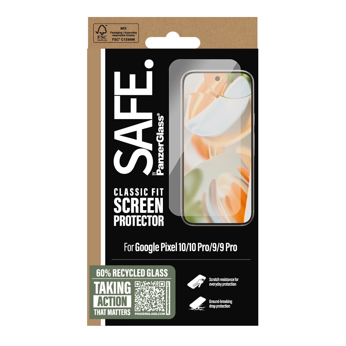SAFE by PanzerGlass Displayschutzglas »Classic Fit Screen Protector«, für Google Pixel 9/10-Google Pixel 9/10 Pro, Displayschutzfolie, Schutzfolie, Bildschirmschutz, kratz- & stoßfest