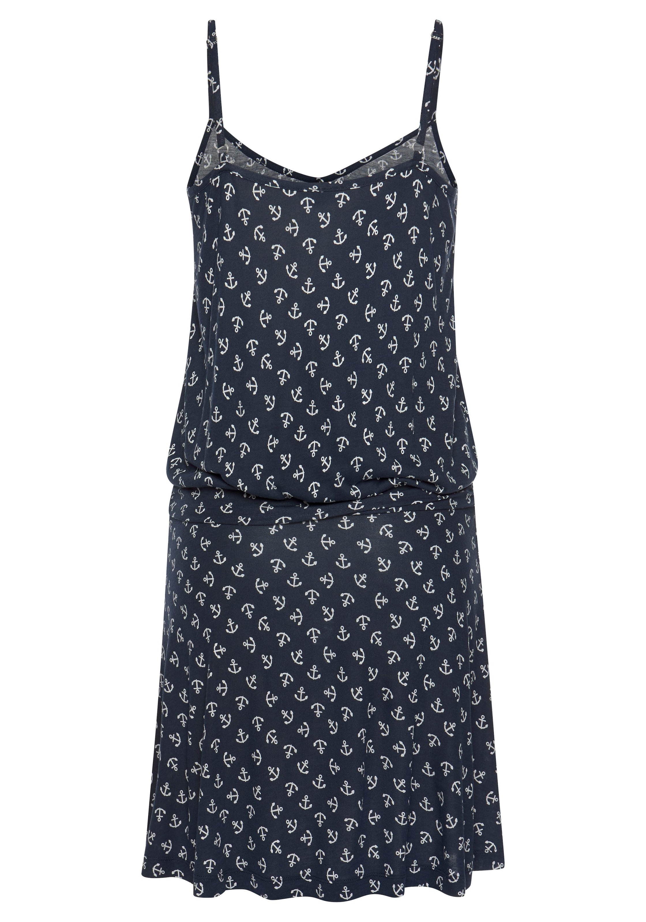 Beachtime Strandkleid, mit Ankerdruck und verstellbaren Trägern, Sommerkleid, Jerseykleid