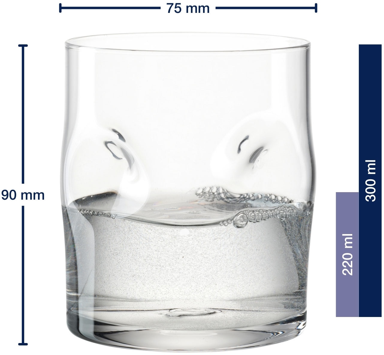 LEONARDO Gläser-Set »Trinkglas VESUVIO, 300 ml, 4er-Set«, (Set, 4 tlg.), konische Form, markantes Design - mit Einquetschungen