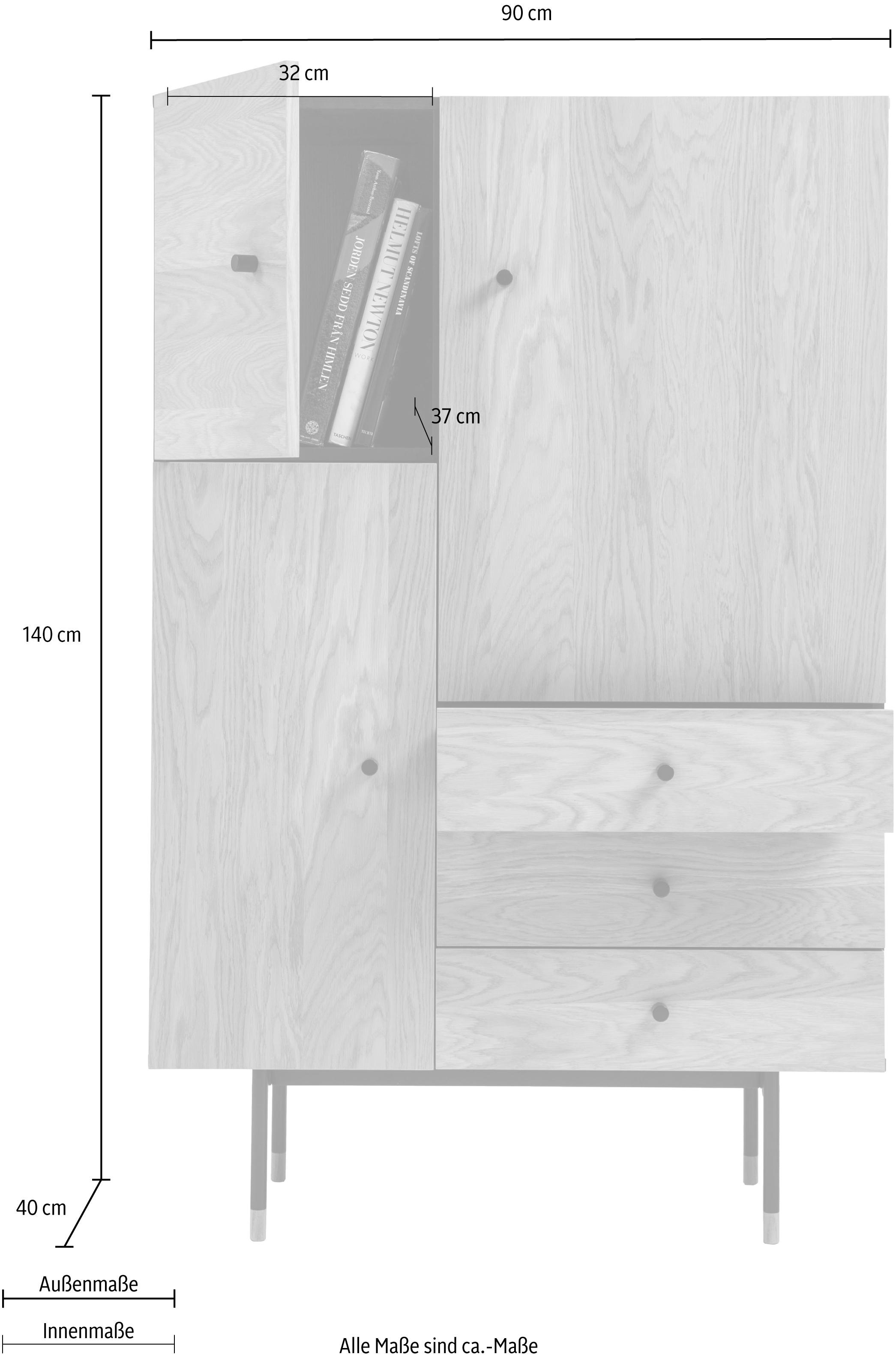 Woodman Highboard »Daniel«, Stauraumschrank mit Soft Close Funktion, Breite 90 cm