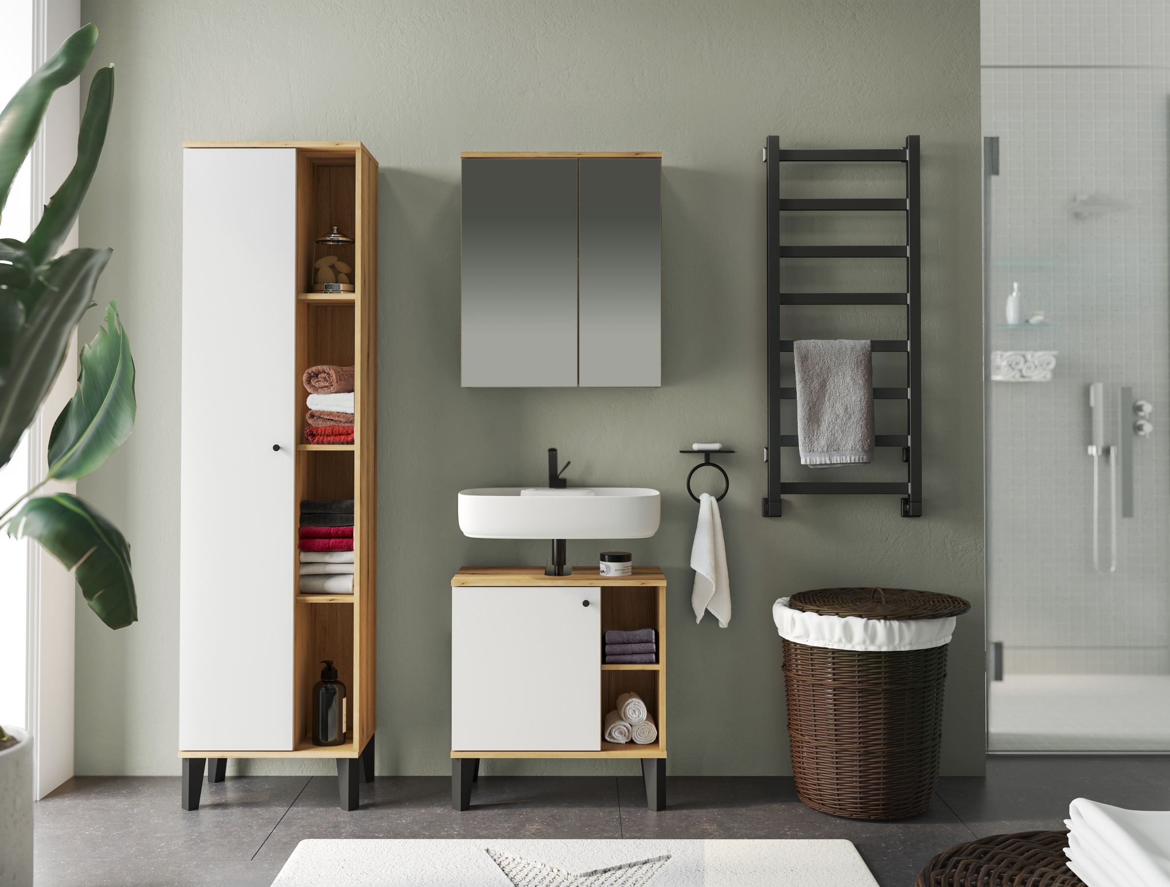 INOSIGN Badmöbel-Set »OSLO, Bad im skandinavischen Design, 3-teiliges Badez günstig online kaufen