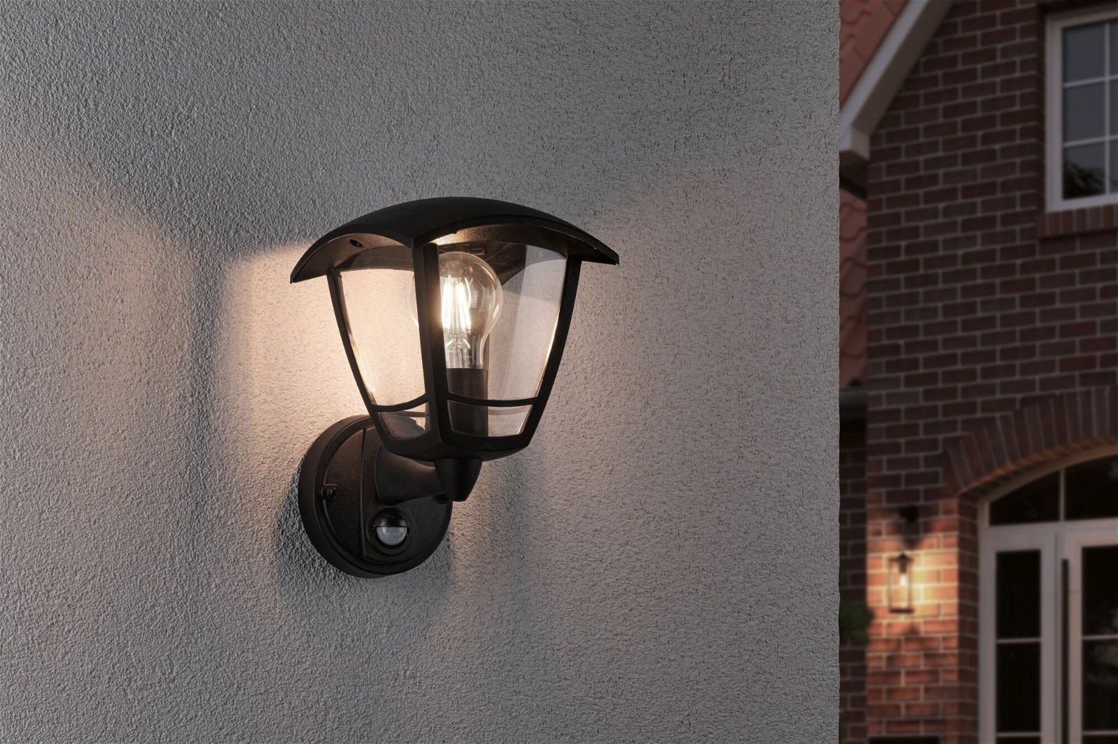 Paulmann Außen-Wandleuchte »Classic Curved IP44 eckig 164x180mmmax. 12W230VSchwarz Kunststoff«, 1 flammig, Leuchtmittel E27 | ohne Leuchtmittel, Bewegungsmelder