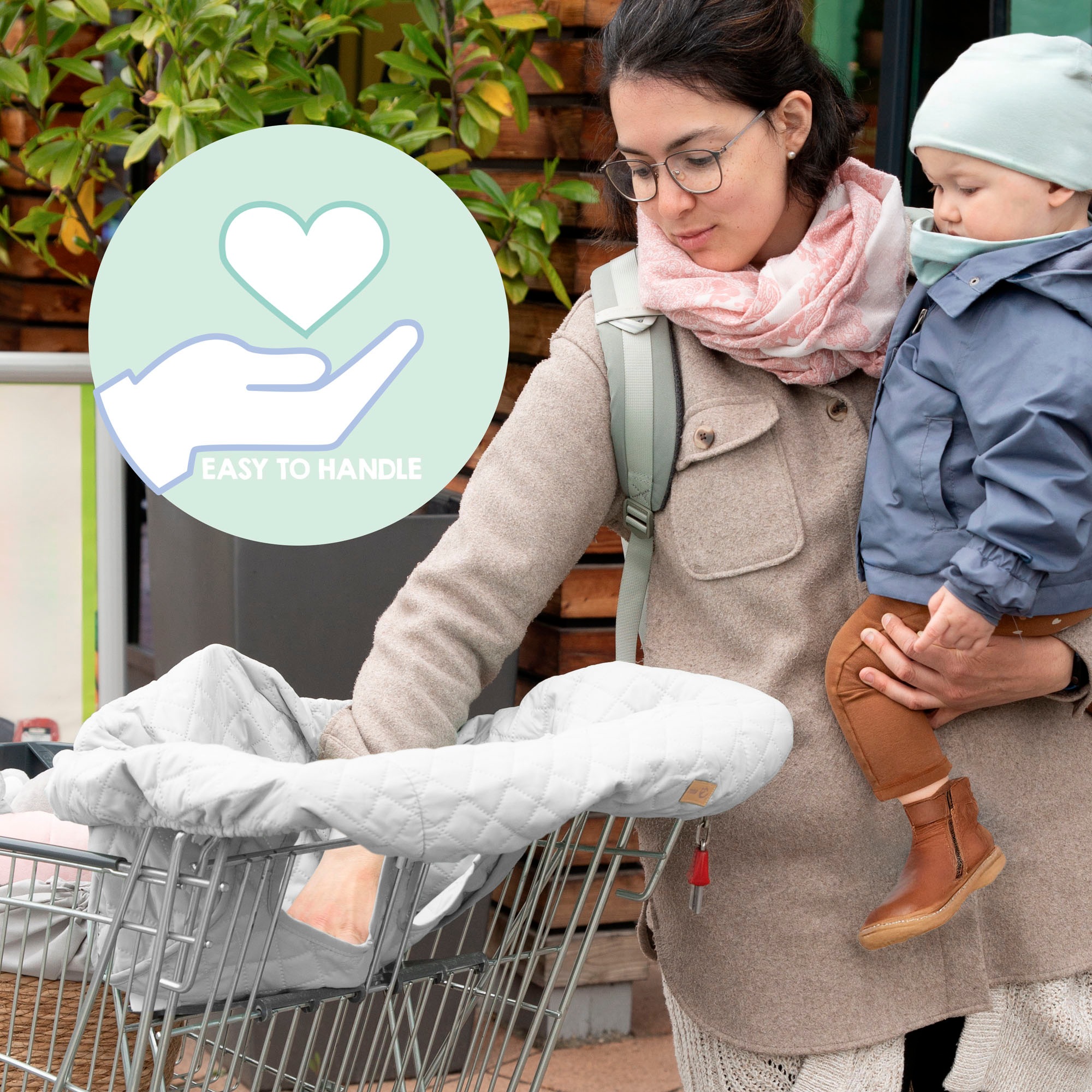 roba® Tragetuch »Style, anthrazit«, Einkaufswagenschutz inkl. Tragerucksack