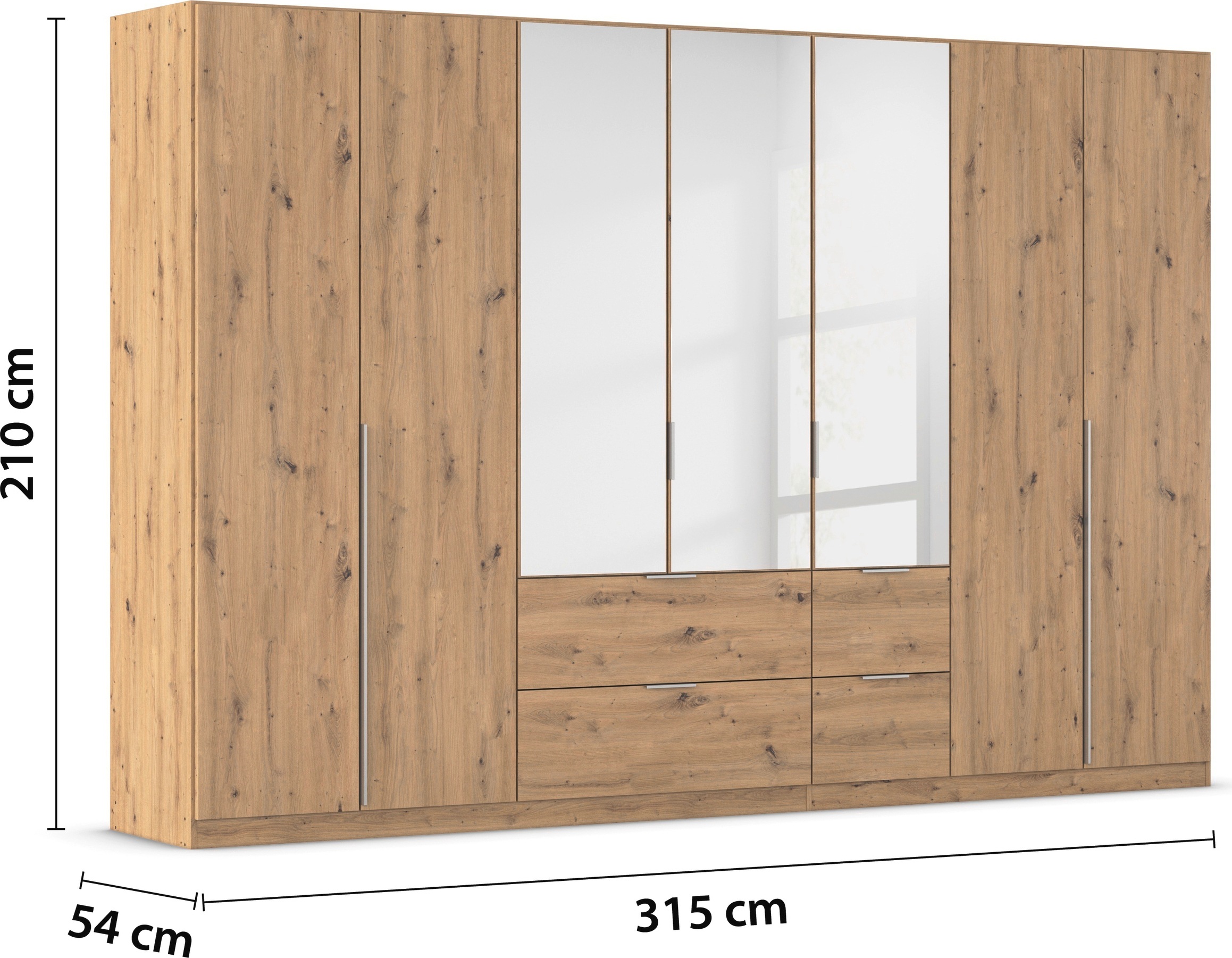 rauch Drehtürenschrank »Kleiderschrank Schrank Garderobe AGORDO mit Dekor- oder Hochglanzfront«, (in zwei Griff-Farben mit Dekor- oder Hochglanzfront), mit Außenschubkästen, in 6 Breiten und 2 Höhen MADE IN GERMANY