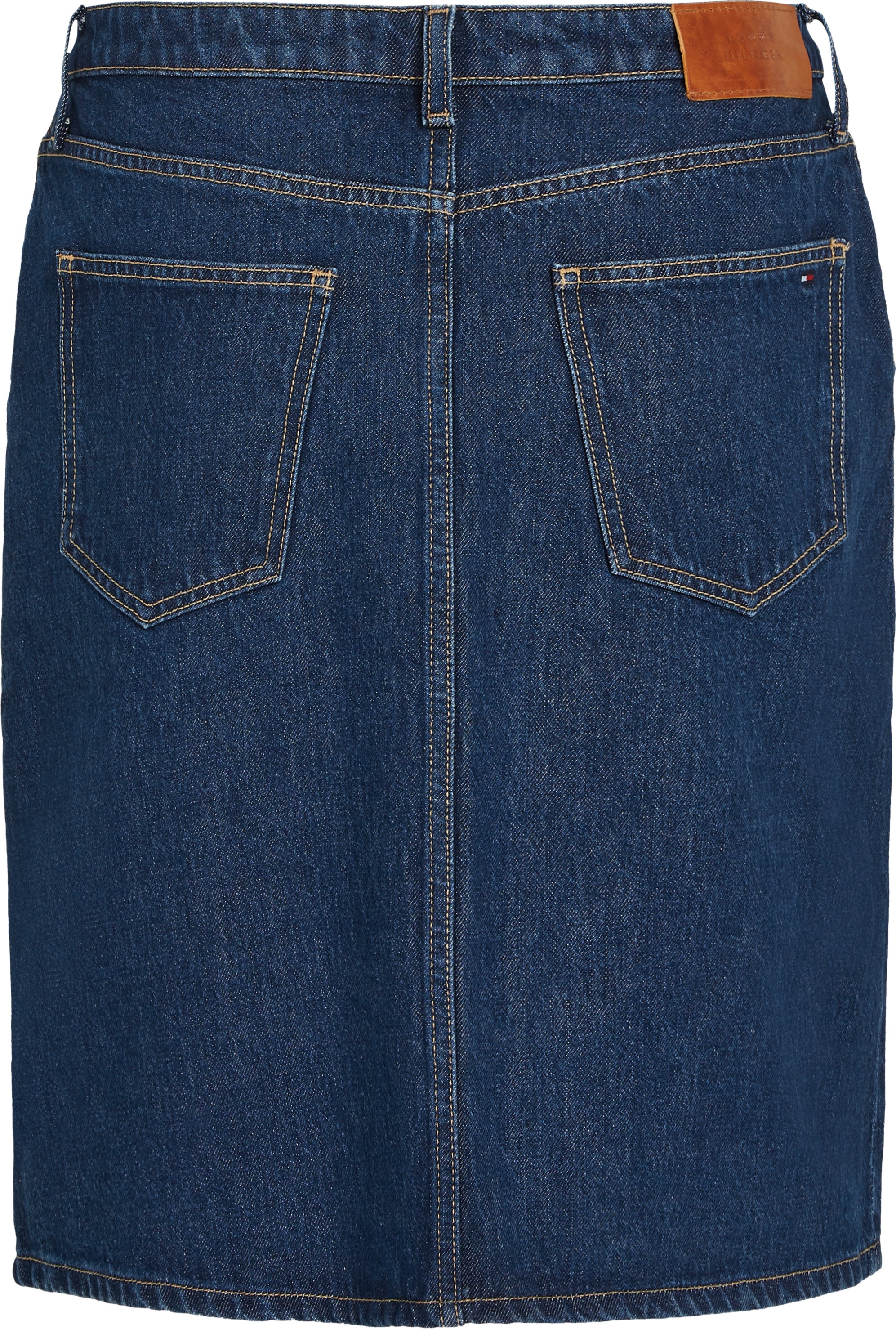 Tommy Hilfiger Jeansrock »DNM KNEE STRAIGHT SKIRT RW ACE«, mit Schlitz vorne, mit Nieten