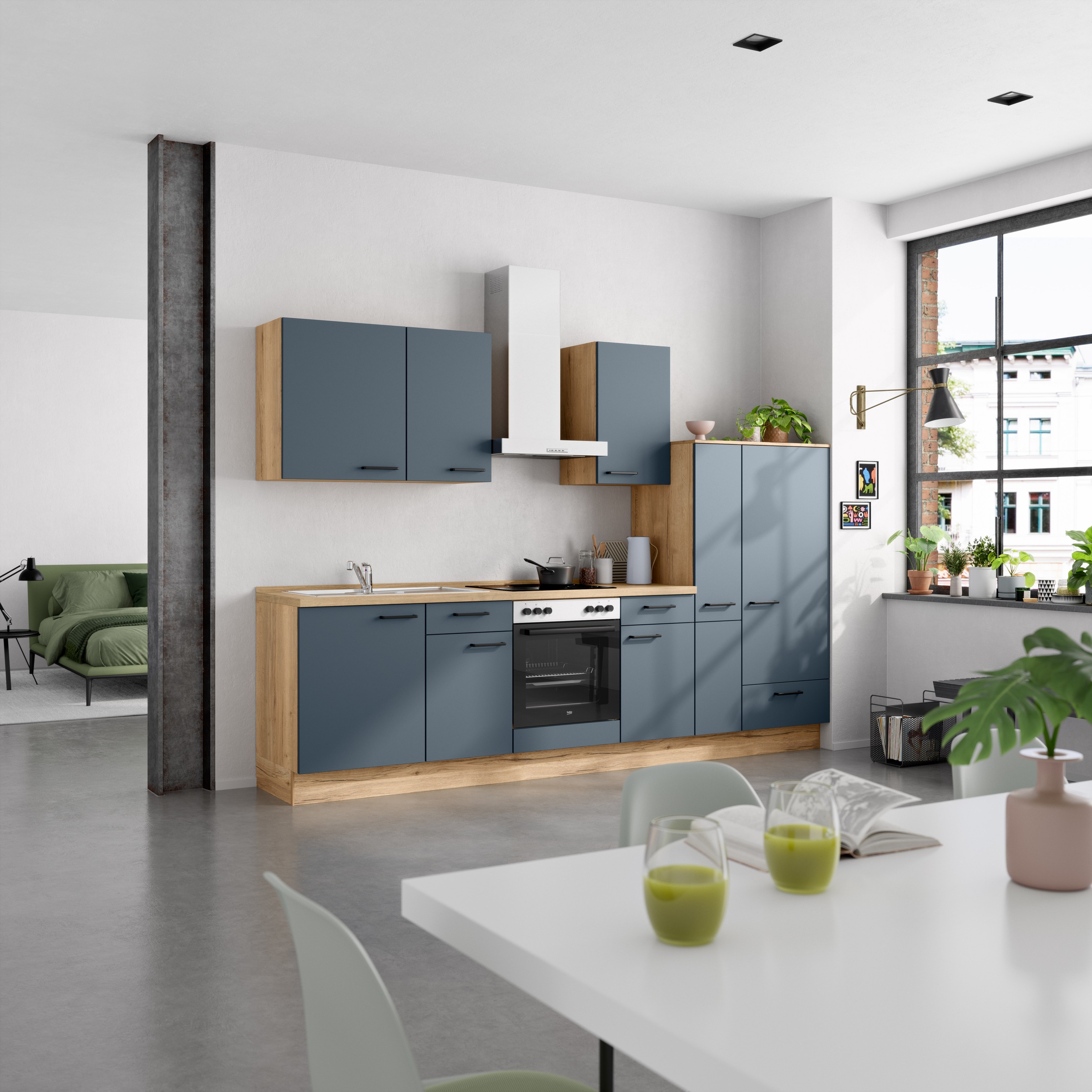 nobilia® Küchenzeile »"Easytouch I"«, vormontiert, Ausrichtung wählbar, Breite 300 cm, wahlw. mit E-Geräten