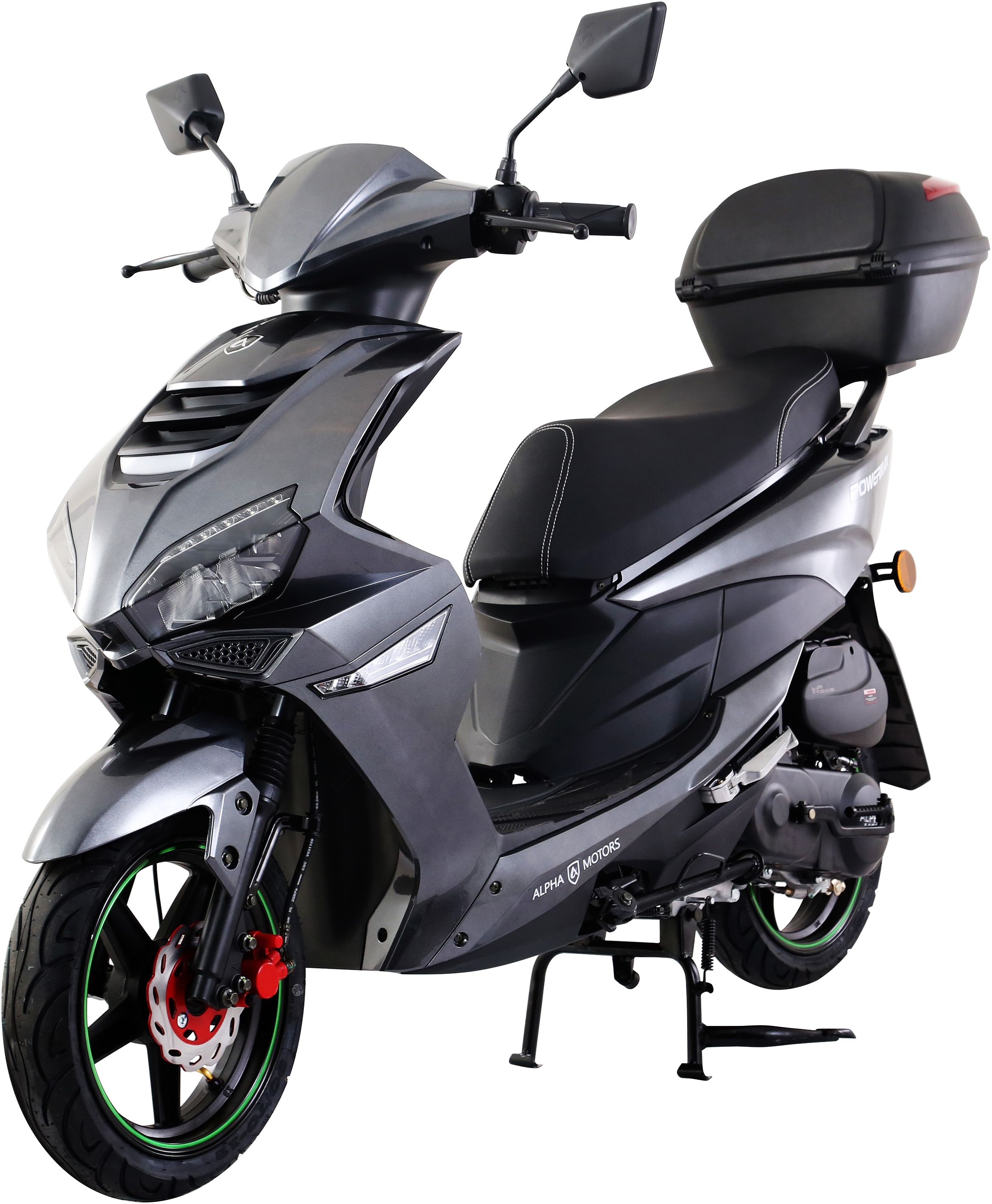 Alpha Motors Motorroller »Powermax 50 ccm 25 kmh EURO 5 dunkelgrau (mit/ohne Topcase)«, 50 cm³, 25 km/h, Euro 5, 2,6 PS