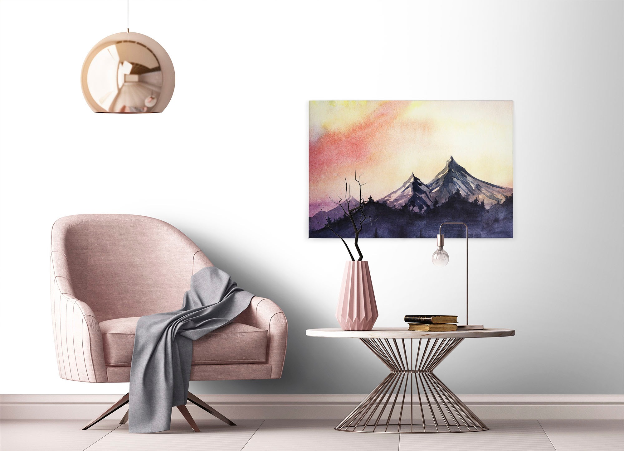 A.S. Création Leinwandbild »Mountain Paint«, Kunst-Wald-Kinder, (1 St.), Berg Bild Landschaft Keilrahmen Leinwand-Bild Wohnzimmer modern Kinder
