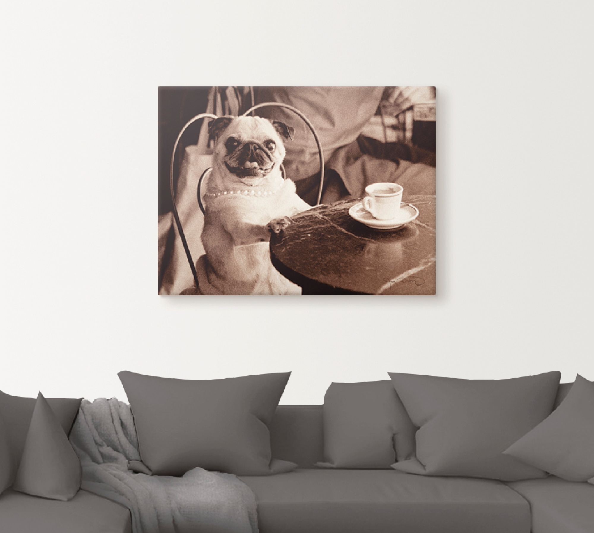 Artland Wandbild »Kaffee Mops«, Haustiere, (1 St.), als Leinwandbild, Poster, Wandaufkleber in verschied. Größen