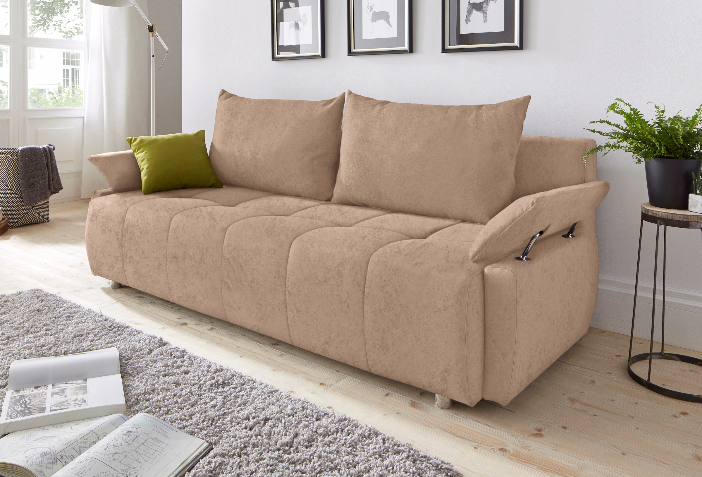 COLLECTION AB Schlafsofa »Funtastic«, mit Federkern, Bettfunktion, inklusive 2 Rücken- und 1 Zierkissen