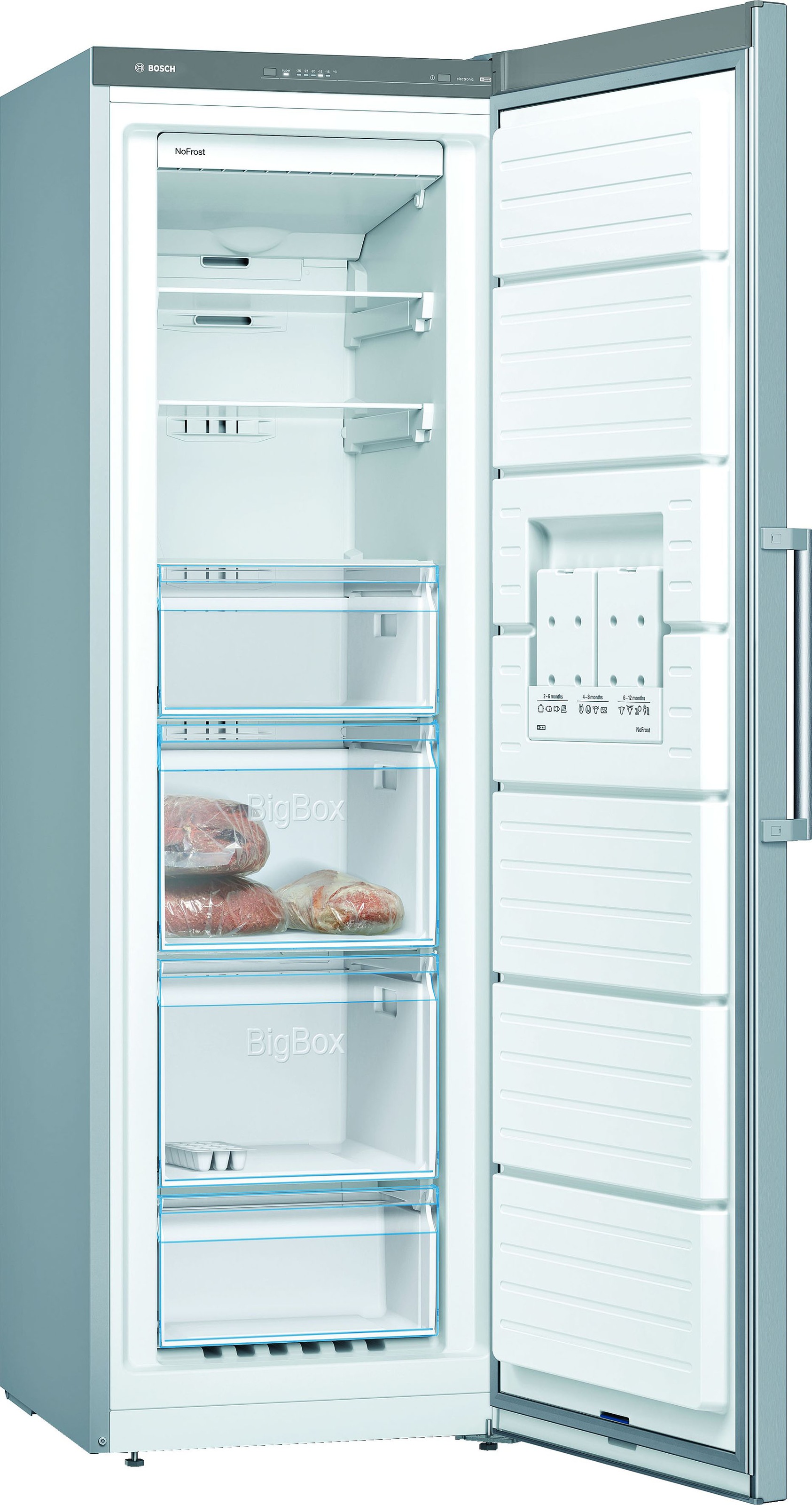 BOSCH European Side-by-Side, 186 cm hoch, 120 cm breit, mit Schnellkühlfunktion-höhenverstellbare Füße-Flaschenregal