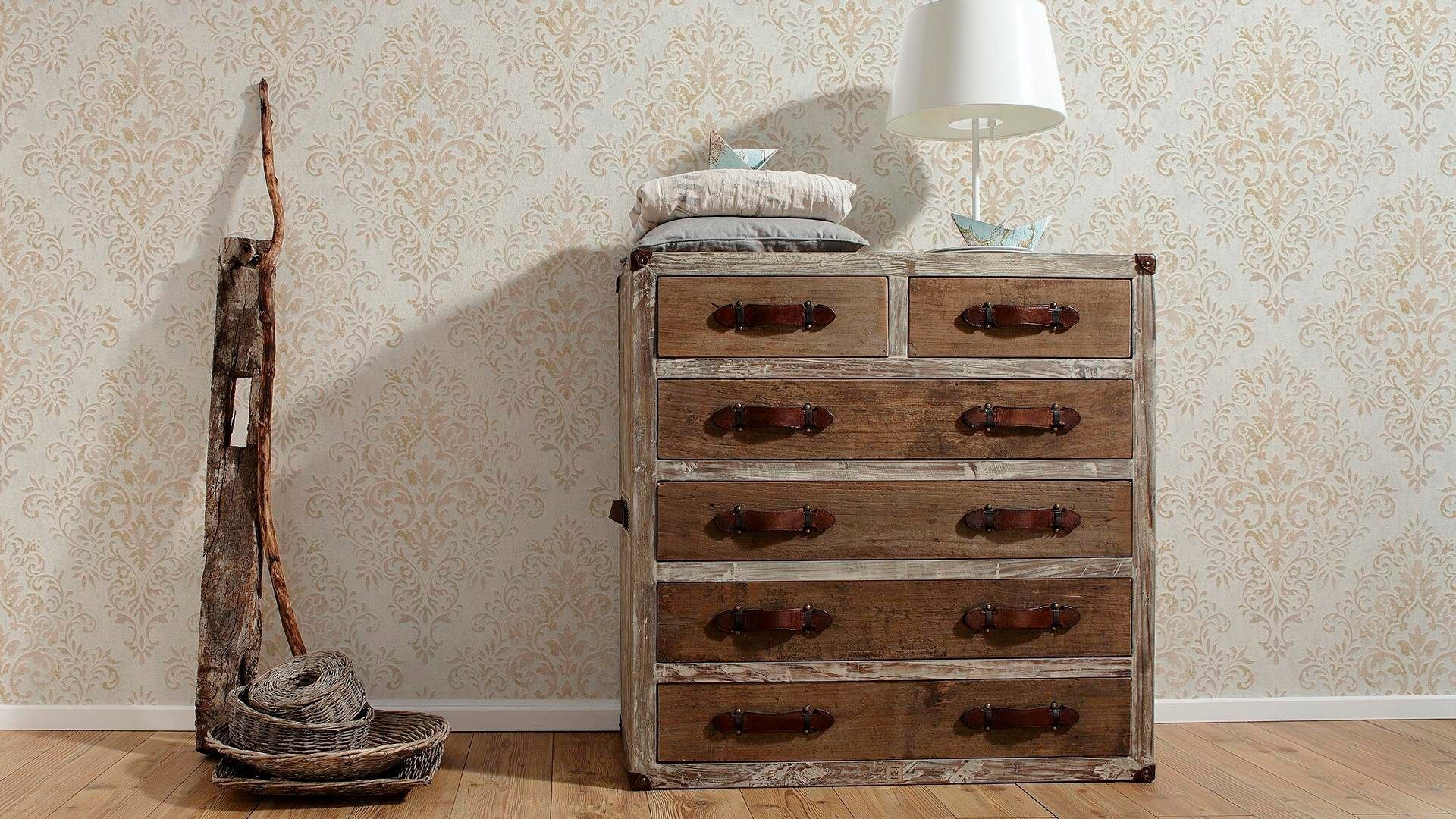 living walls Vliestapete »Tapete mit Ornamenten barock« floral | gemustert | glänzend | matt | metallic | ornamental strukturiert Tapete Klassik Metallic Tapeten Wohnzimmer Schlafzimmer Küche modern