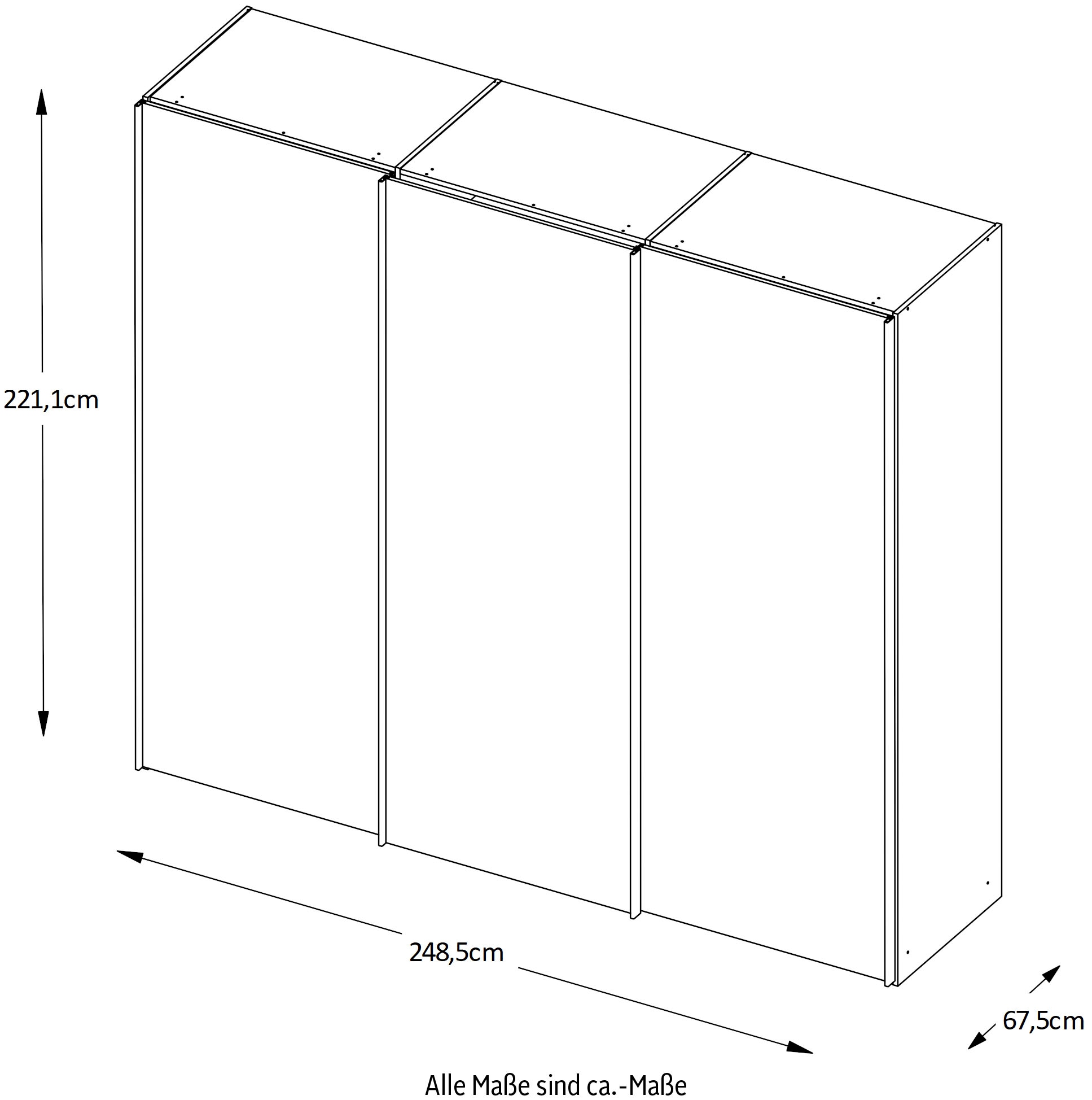 STAUD Schwebetürenschrank »Sinfonie Plus, edles Design in hochwertiger Qualität, Made in Germany«, (in 4 verschiedenen Ausstattungen erhältlich), Mit kombinierter Glas-Spiegel-Front, viele Varianten