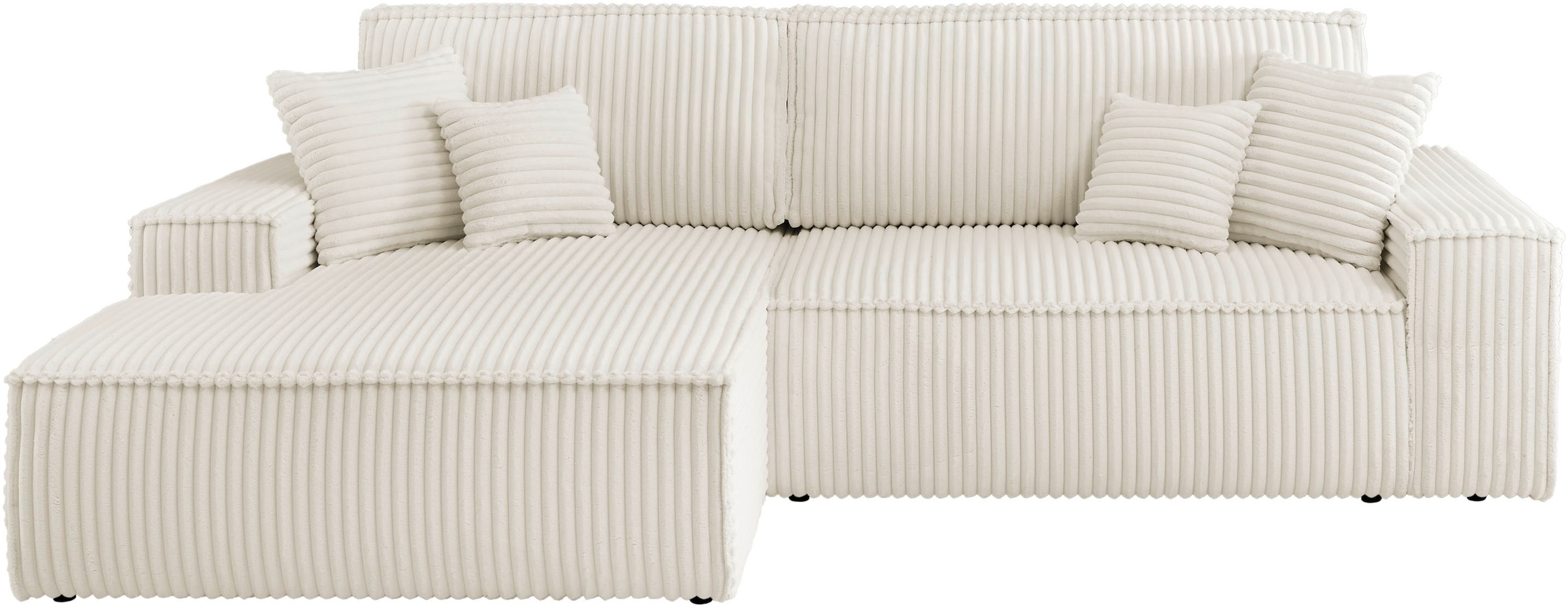 andas Ecksofa »Finnley Schlafsofa 267 cm in Bouclé, Struktur fein u. Cord, günstig online kaufen